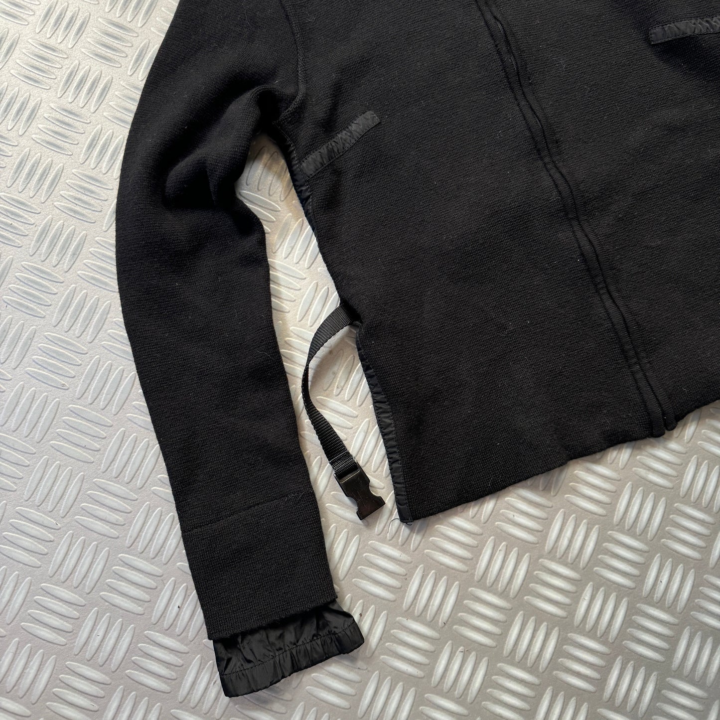 SS99' Prada Mainline Technical Knit Jet Black Zipped Hoodie