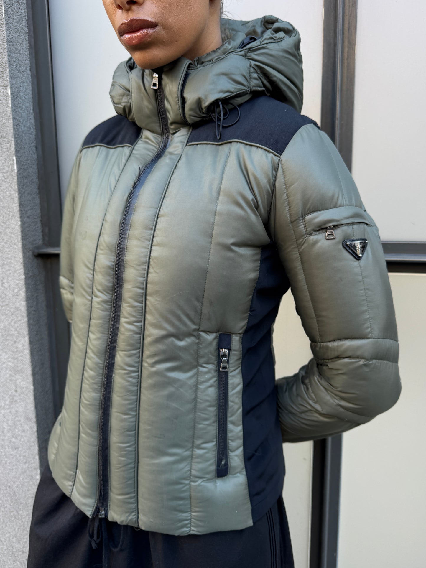 2012 Prada Milano Khaki Nylon/Neoprene Padded Jacket