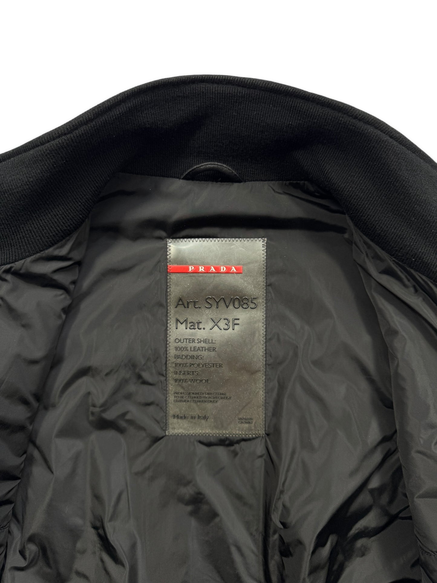 Early 2000’s Prada Jet Black Leather Flight Jacket