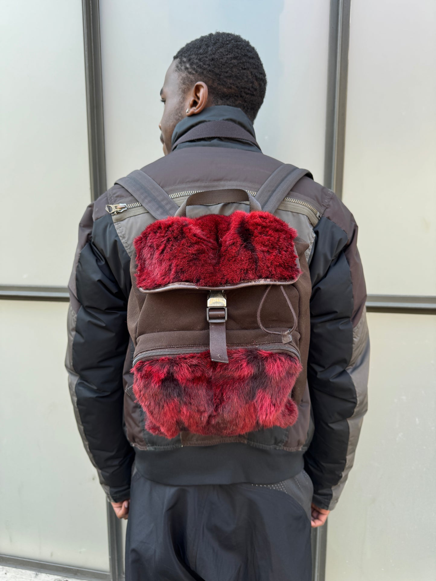 SS00’ Prada Sport Red Dyed Goat Fur Back Pack