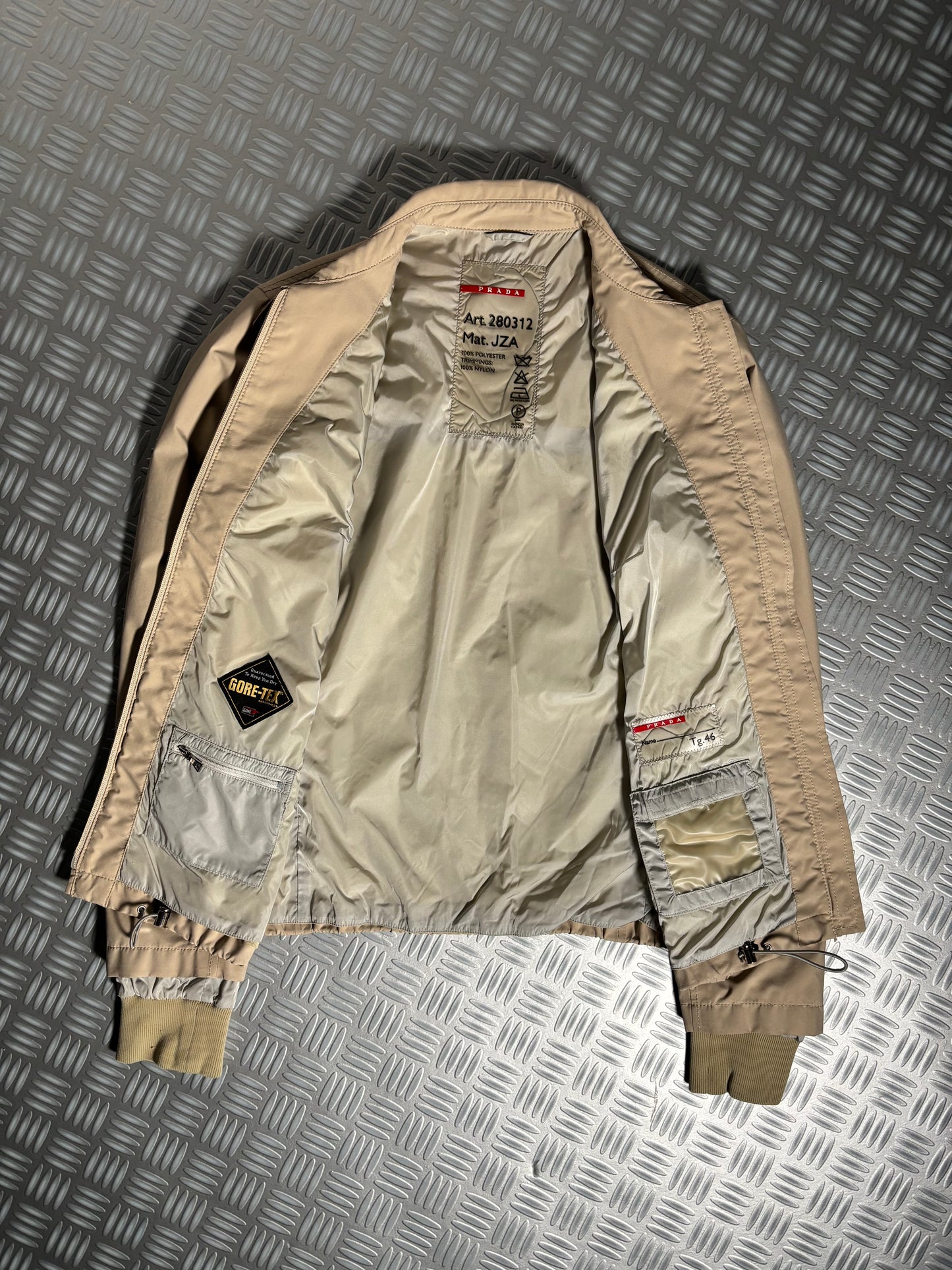 SS99' Prada Sport Beige Double Layer Cuff Gore-Tex Jacket