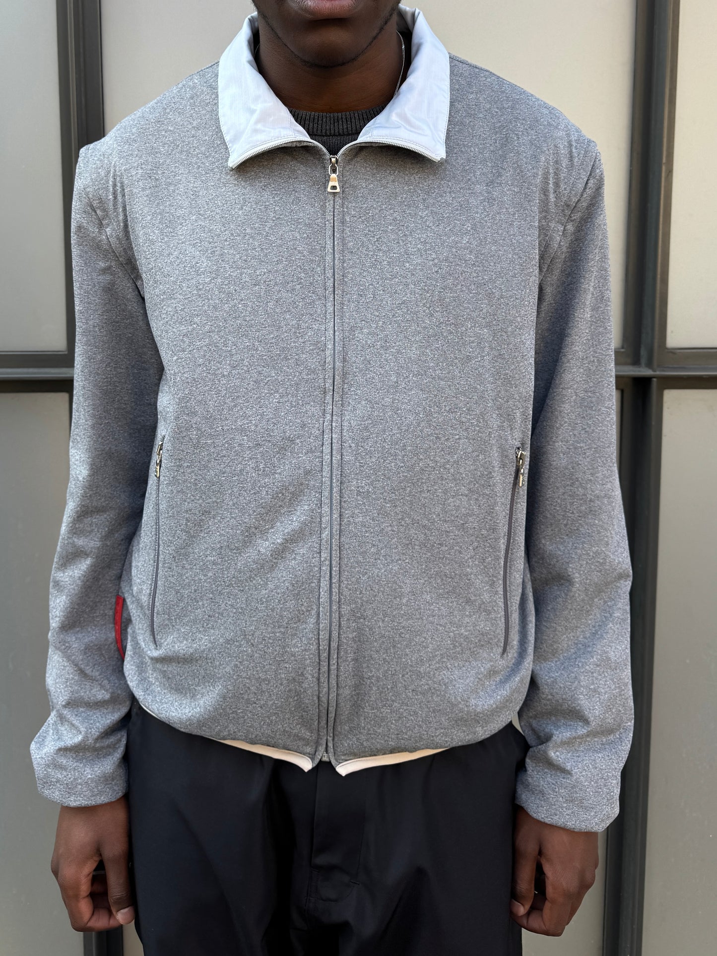 Early 2000's Prada Sport Reversible 4in1 Baby Blue/Grey “Faux Wool” Jacket