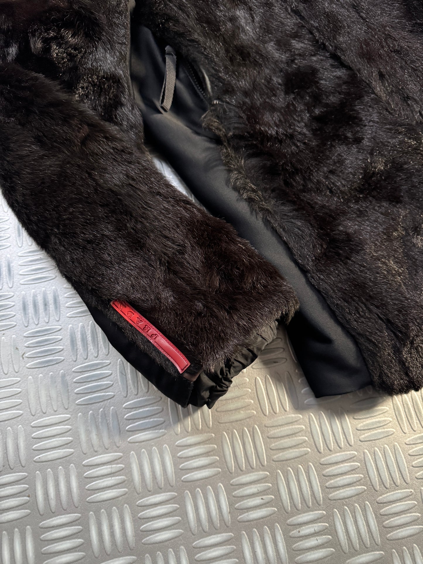 FW99’ Prada Sport Jet Black Dyed Fur Jacket