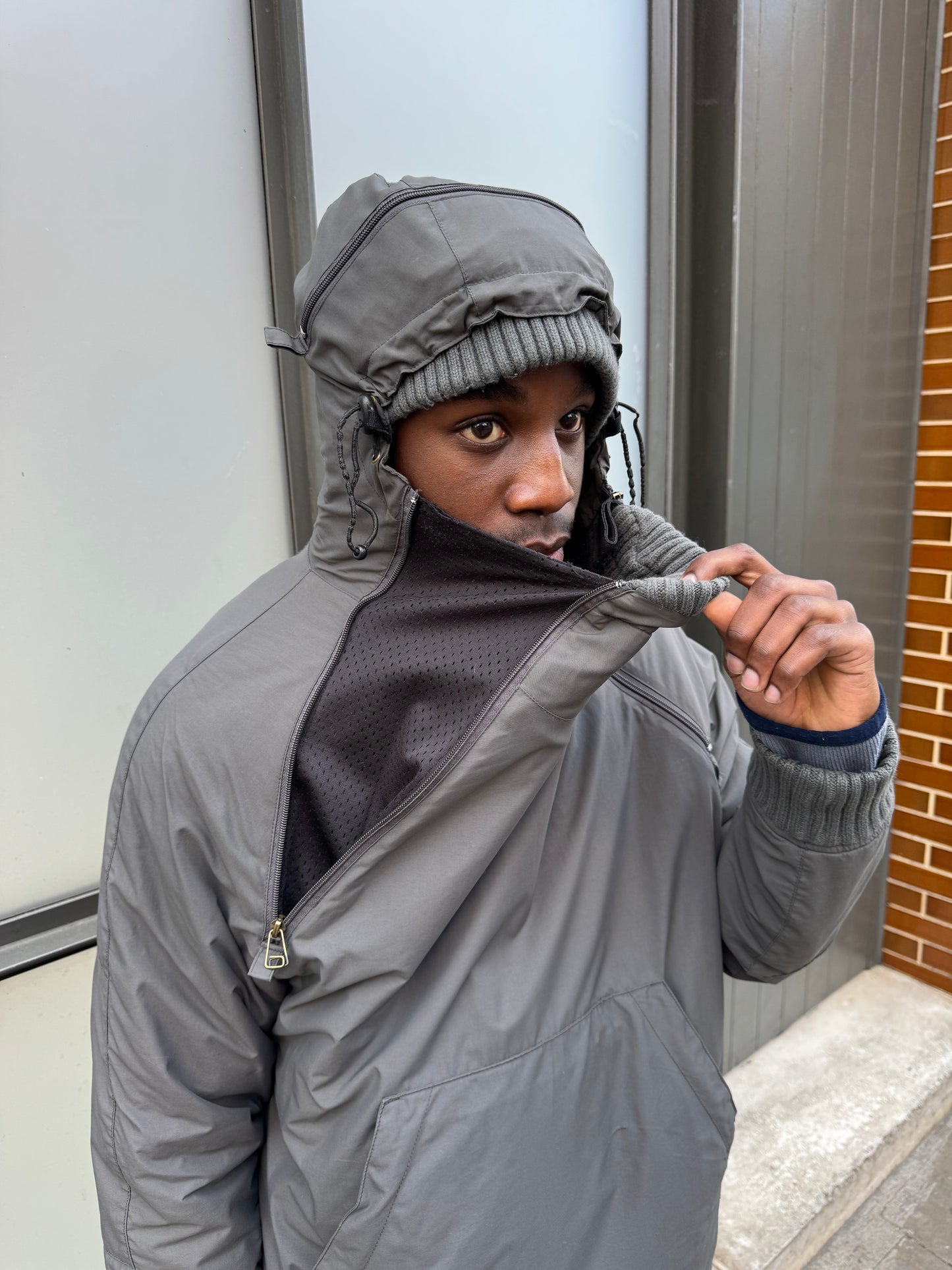 Early 2000’s Schott Expandable Balaclava Hood Padded Pullover Jacket