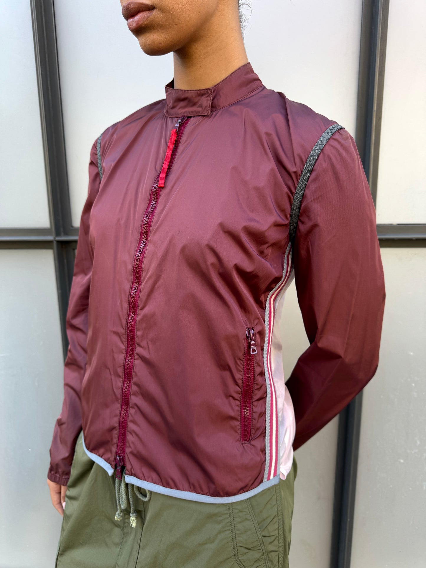 SS00’ Prada Sport Semi Transparent Back Burgundy Jacket