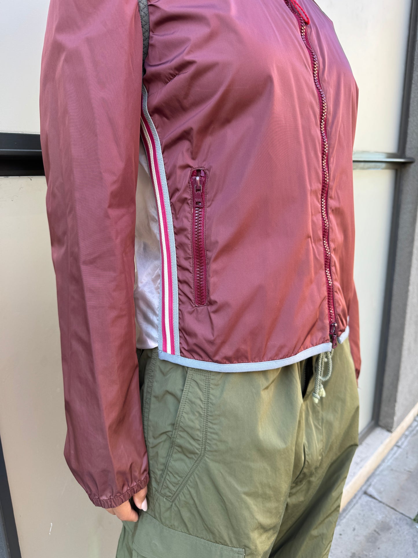 SS00’ Prada Sport Semi Transparent Back Burgundy Jacket