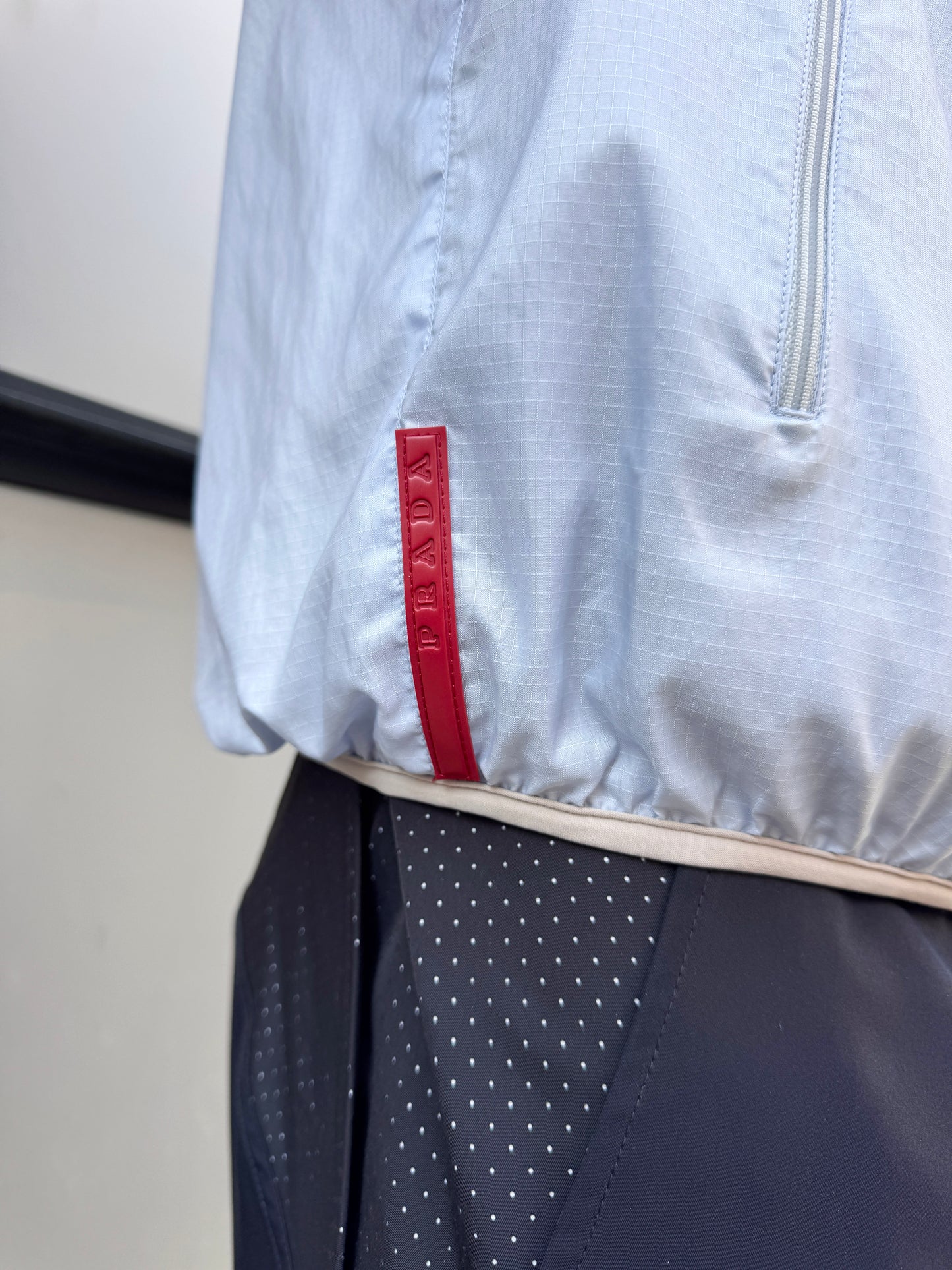 Early 2000's Prada Sport Reversible 4in1 Baby Blue/Grey “Faux Wool” Jacket