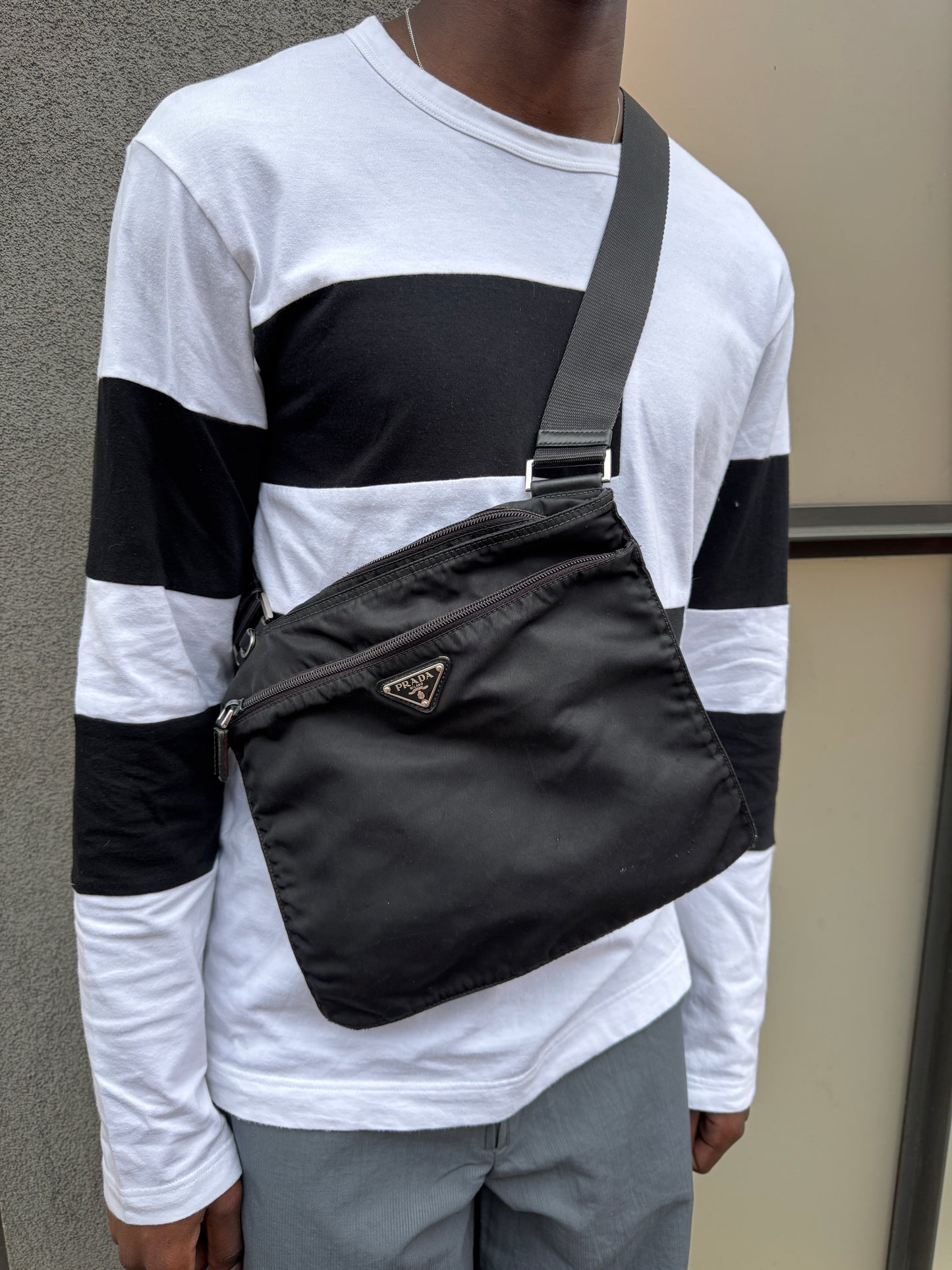 Prada Milano Jet Black Cross Body Side Bag