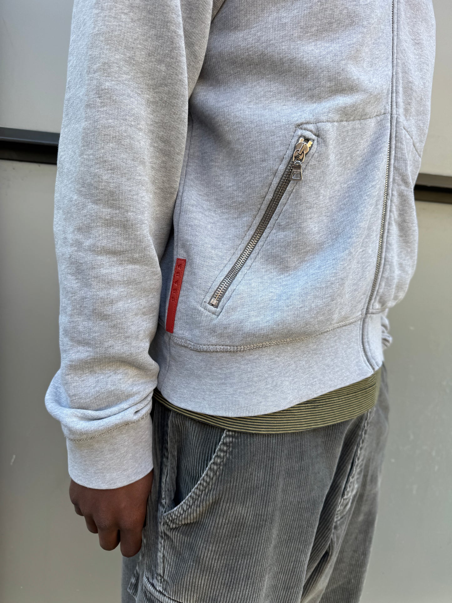 Early 2000’s Prada Sport Grey Melange Cotton/Nylon Zipped Hoodie