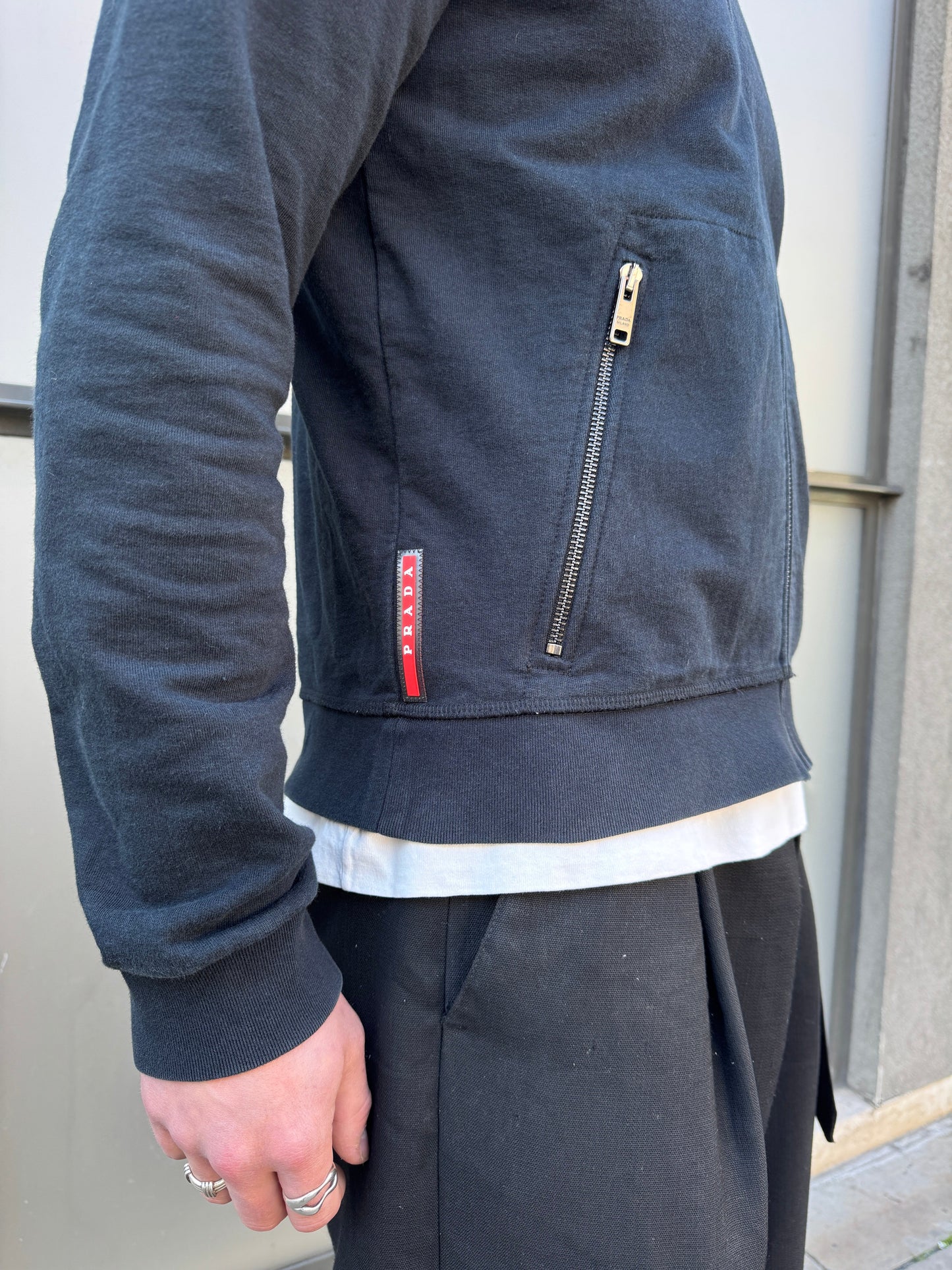 Prada Linea Rossa Midnight Navy Zipped Hoodie