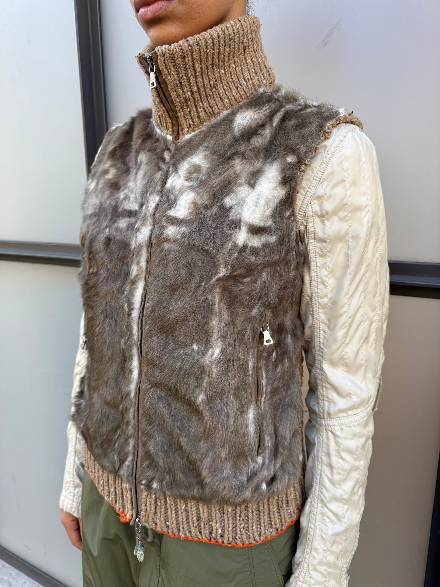 AW03' Prada Sport Dyed Kid Fur Knitted Vest