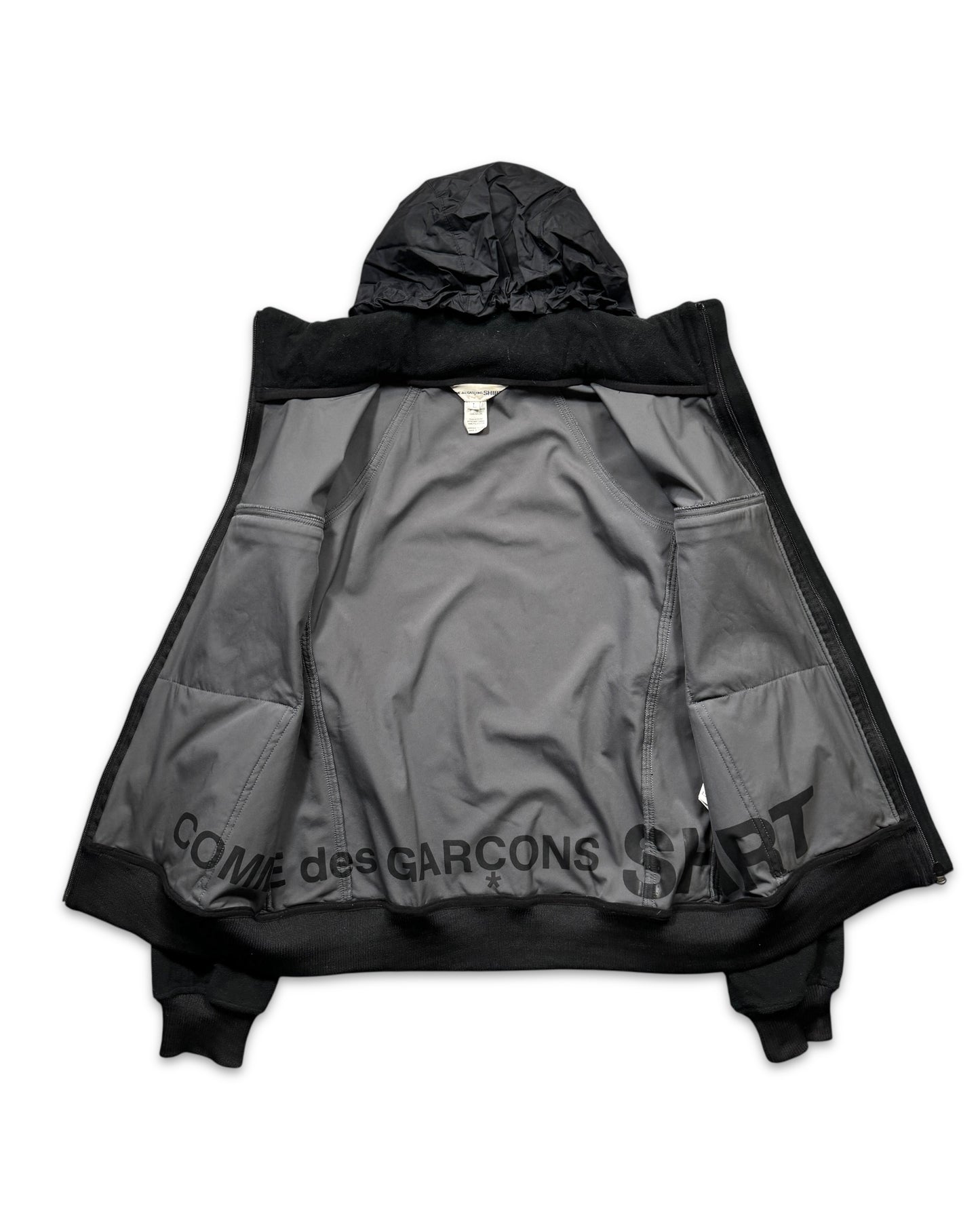 2008 Comme Des Garcons Jet Black Dual Mesh Pocket Technical Jacket