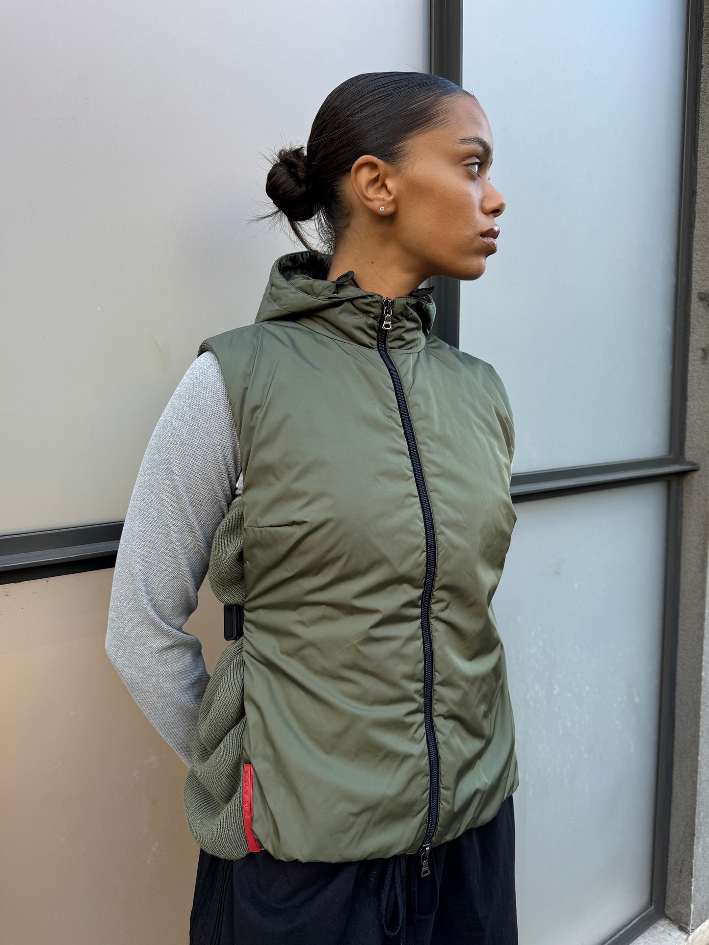 AW99’ Prada Sport Khaki Nylon/Knit Hooded Vest