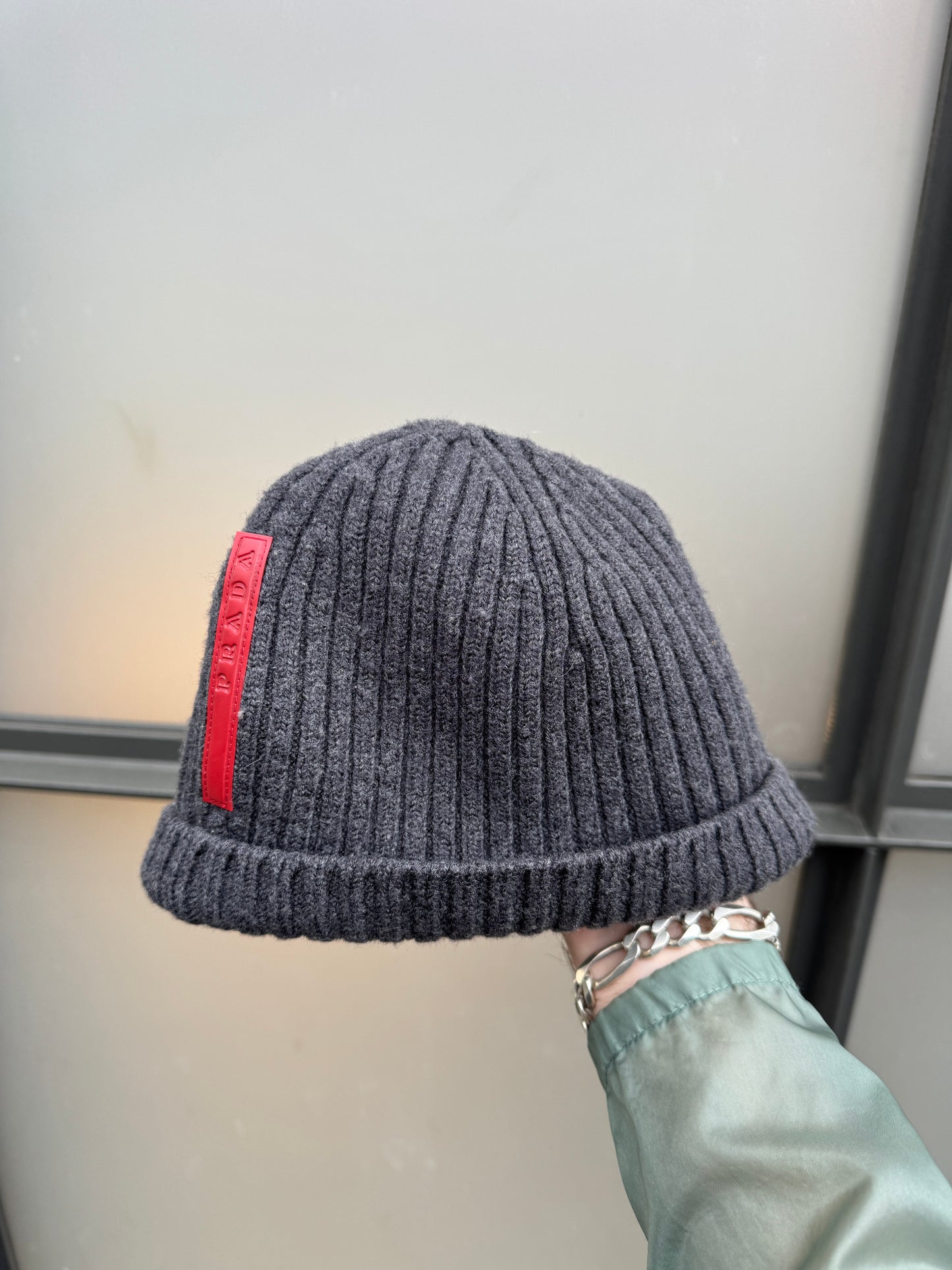Prada Sport Dark Grey Knitted Beanie