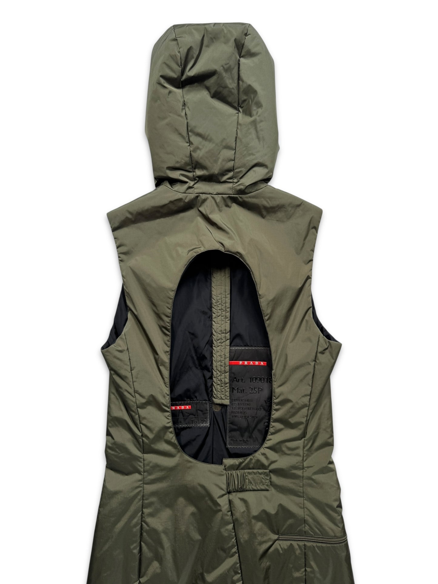 AW99’ Prada Sport Khaki Hooded Pullover Dress