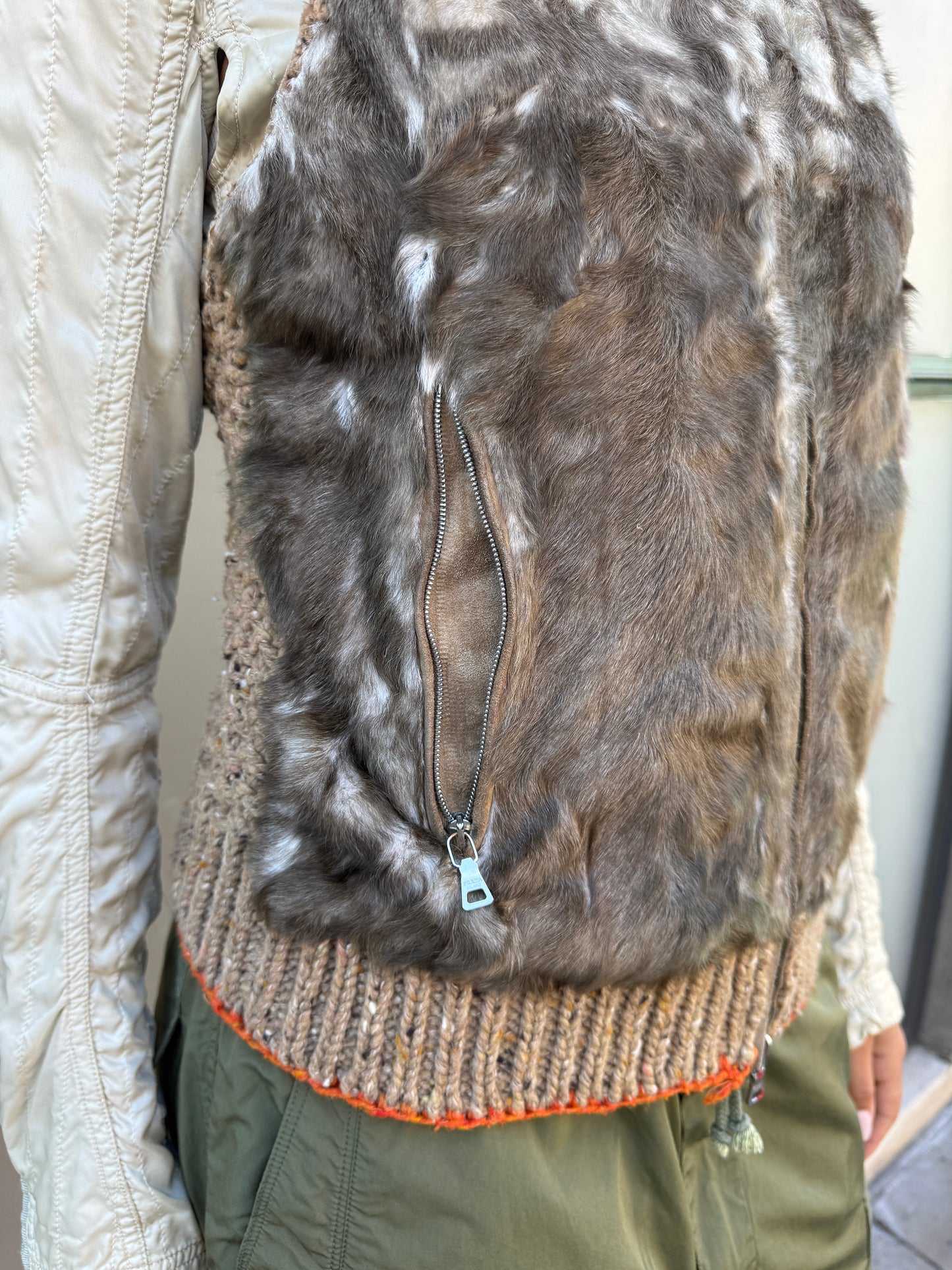 AW03' Prada Sport Dyed Kid Fur Knitted Vest