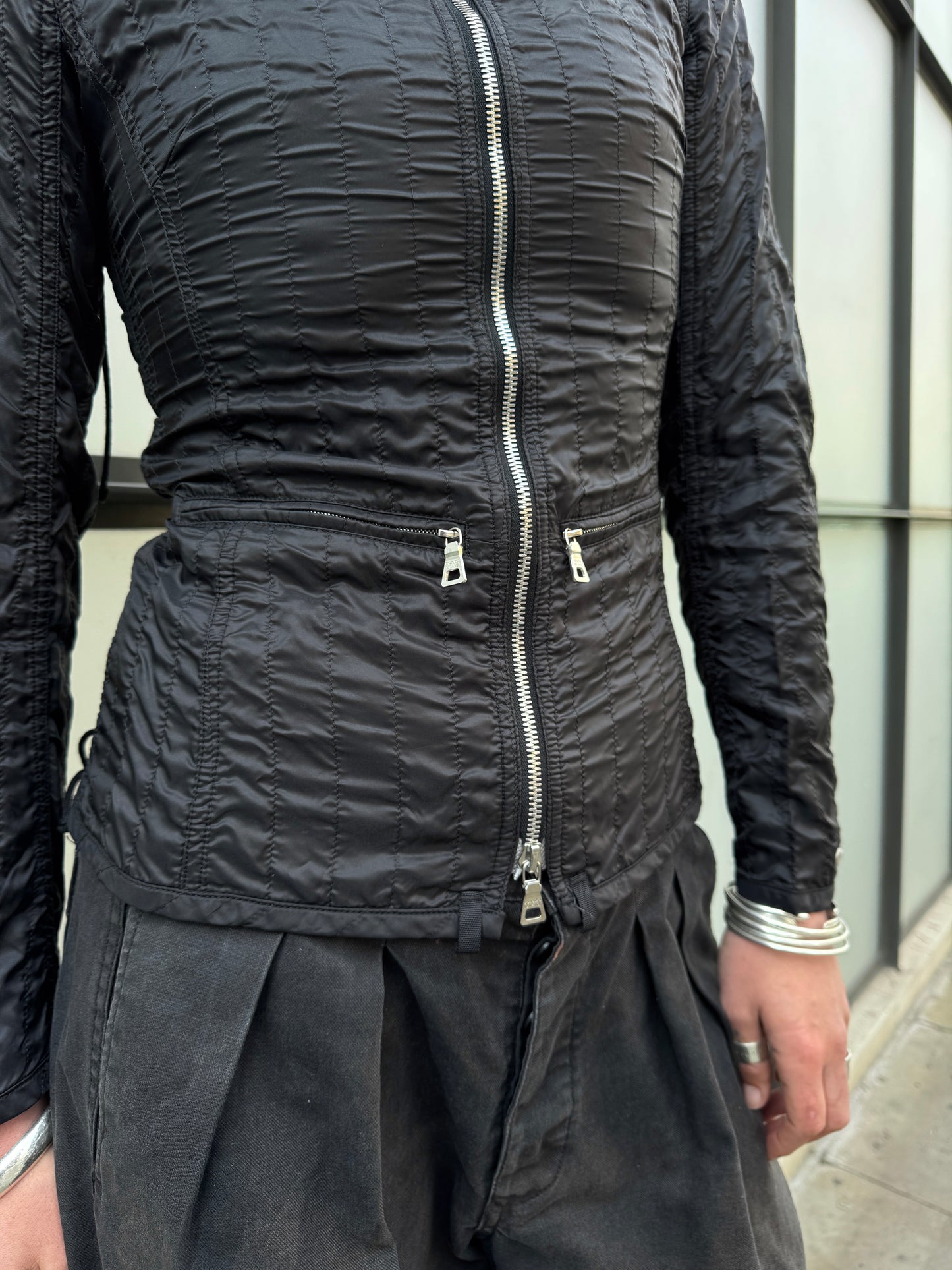 SS00’ Prada Sport Jet Black Lace Womens Jacket