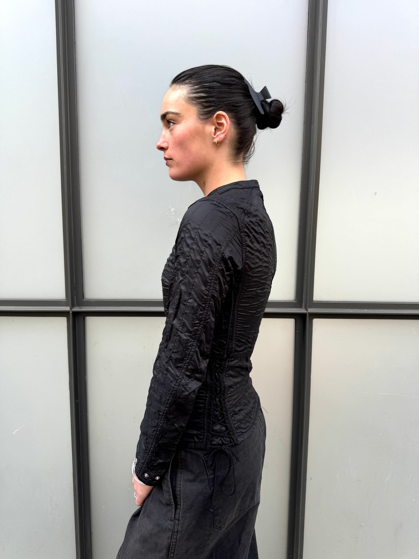 SS00’ Prada Sport Jet Black Lace Womens Jacket