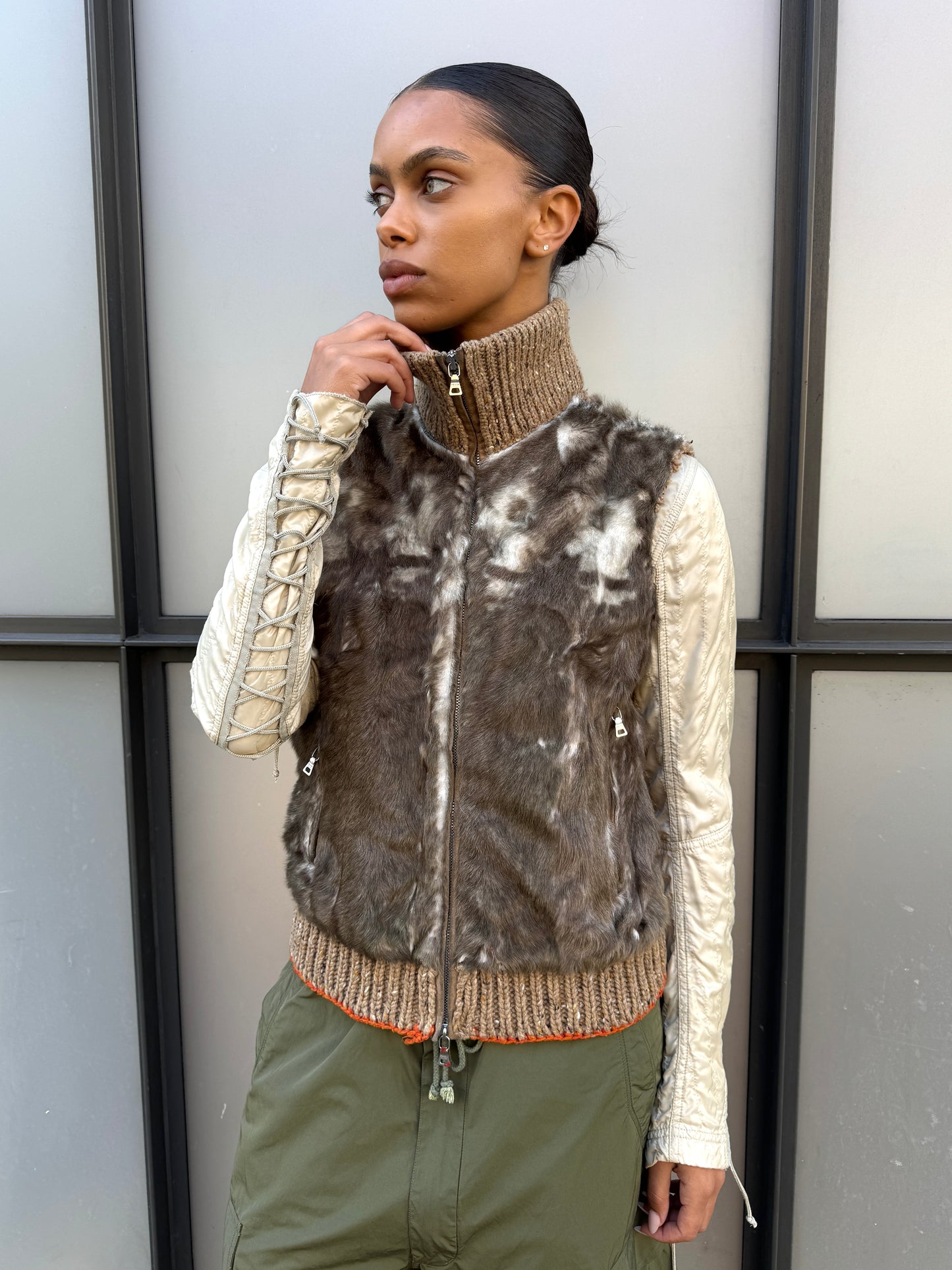 AW03' Prada Sport Dyed Kid Fur Knitted Vest