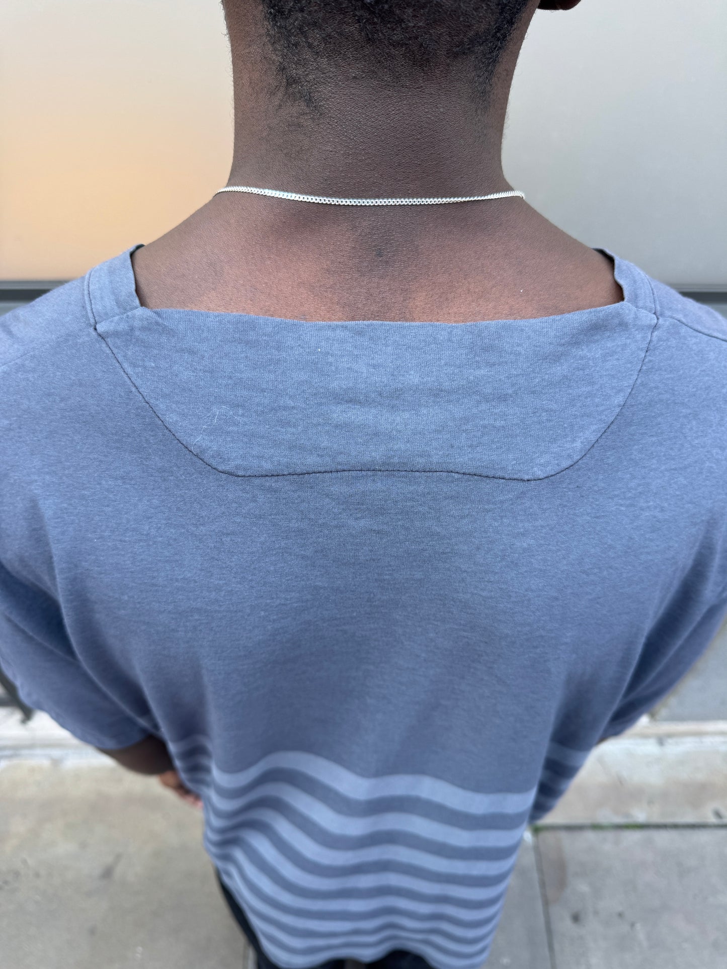 Early 2000's Stone Island Deep Navy/Grey Striped Tee