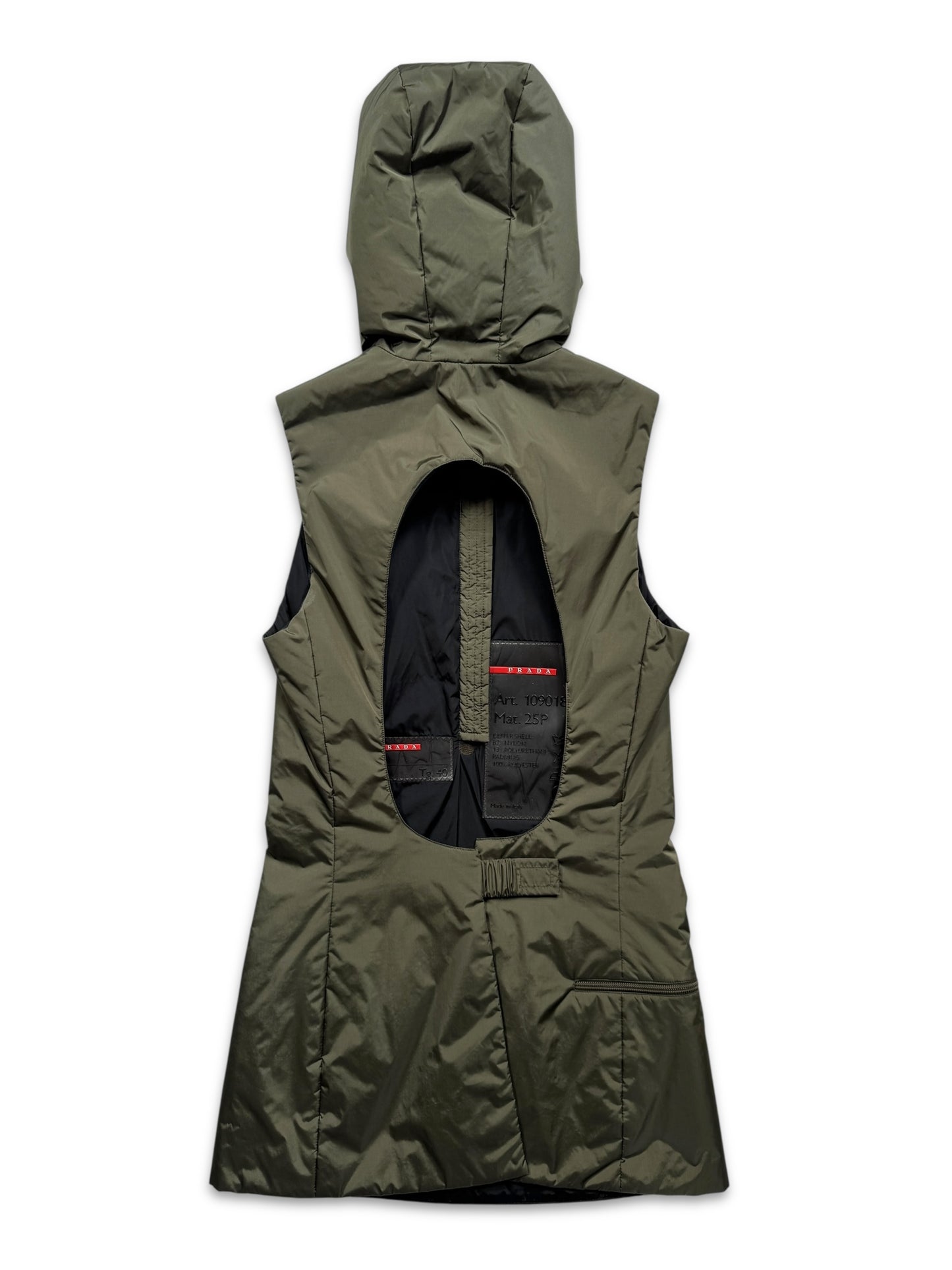 AW99’ Prada Sport Khaki Hooded Pullover Dress