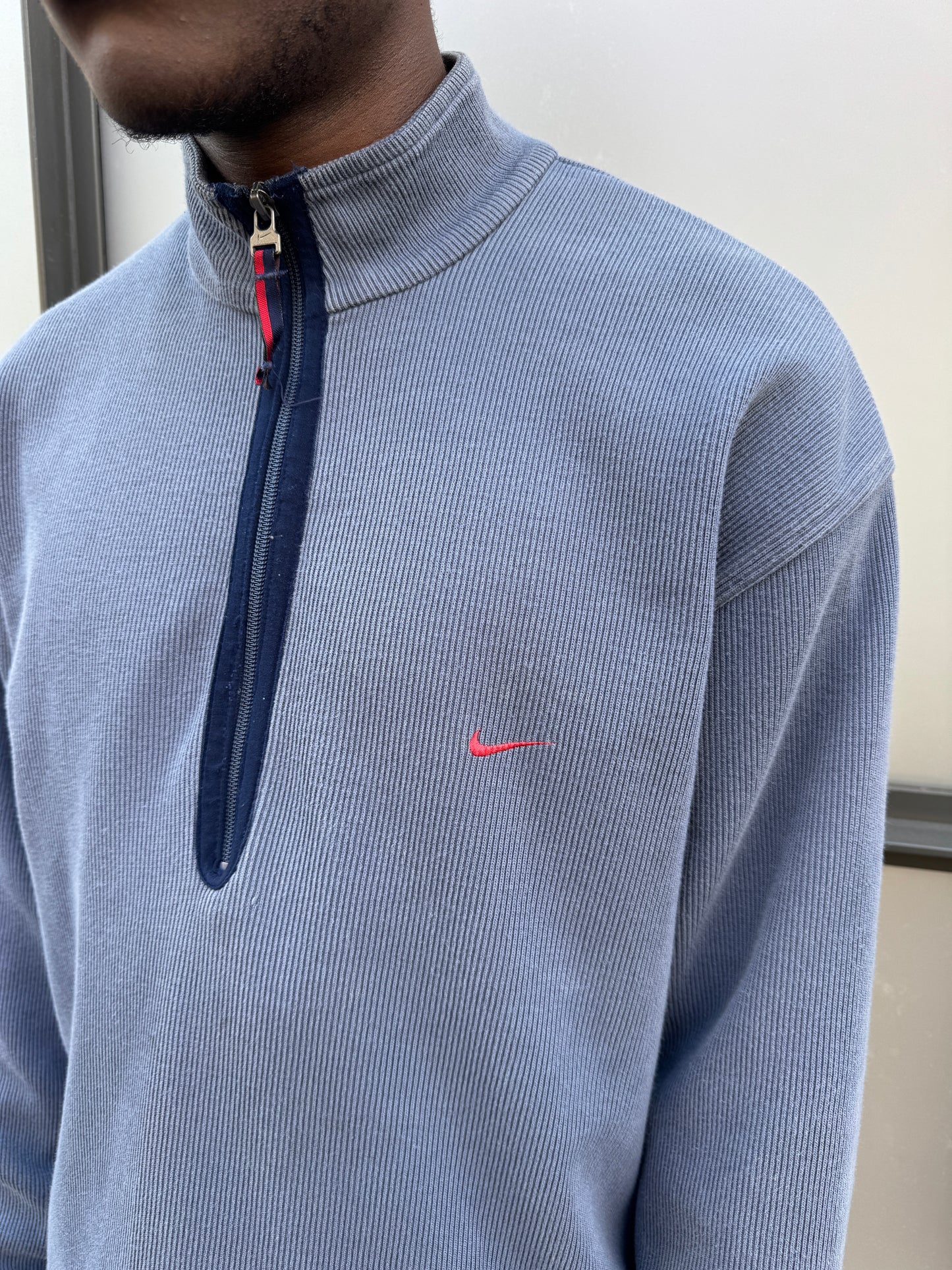 Early 2000’s Nike Ribbed Cotton 1/4 Zip Sweater