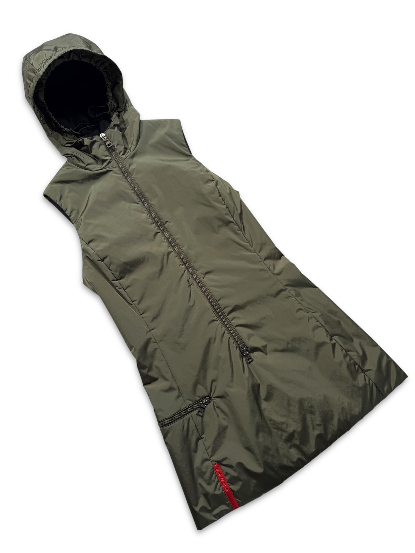 AW99’ Prada Sport Khaki Hooded Pullover Dress