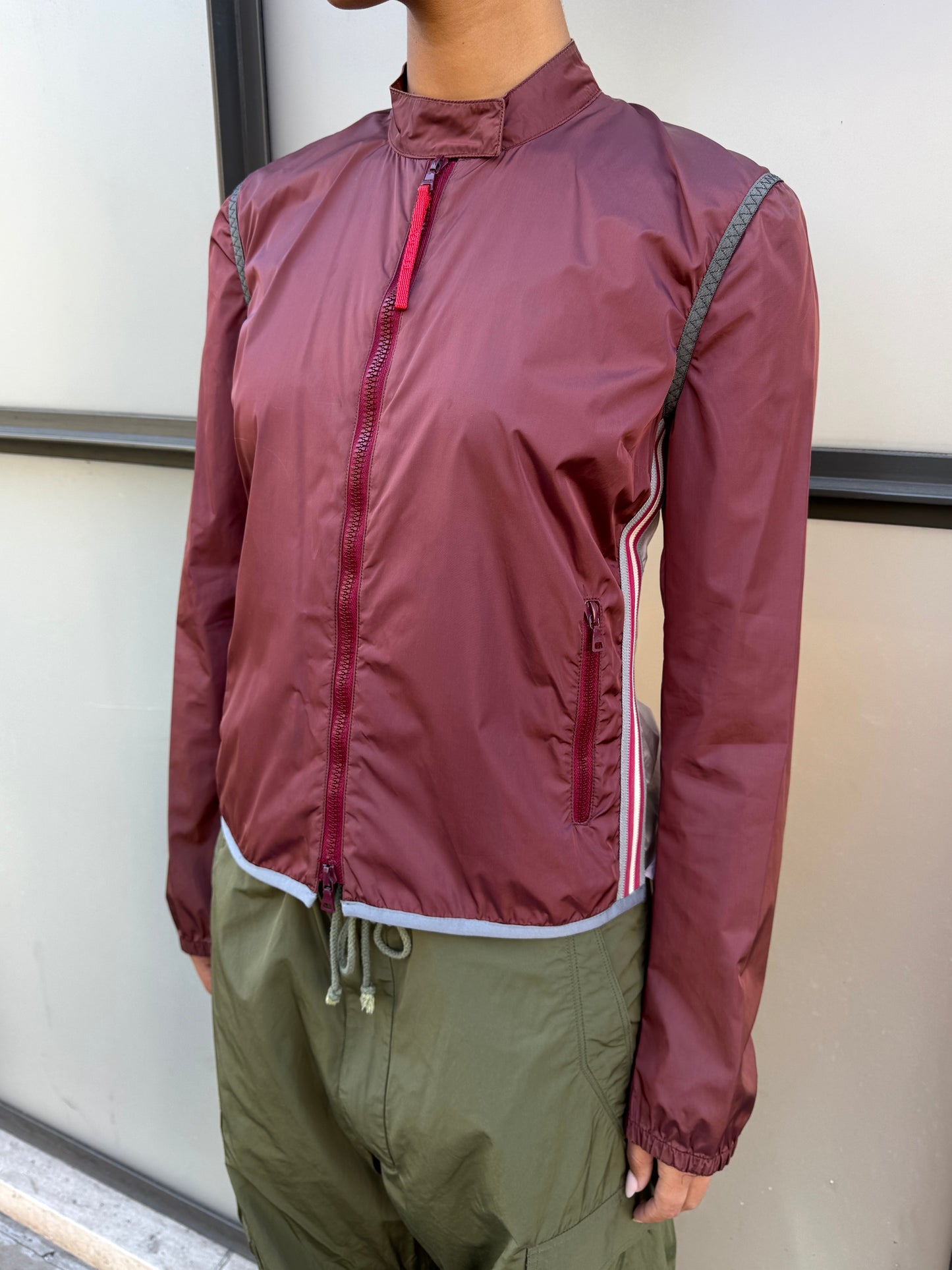 SS00’ Prada Sport Semi Transparent Back Burgundy Jacket