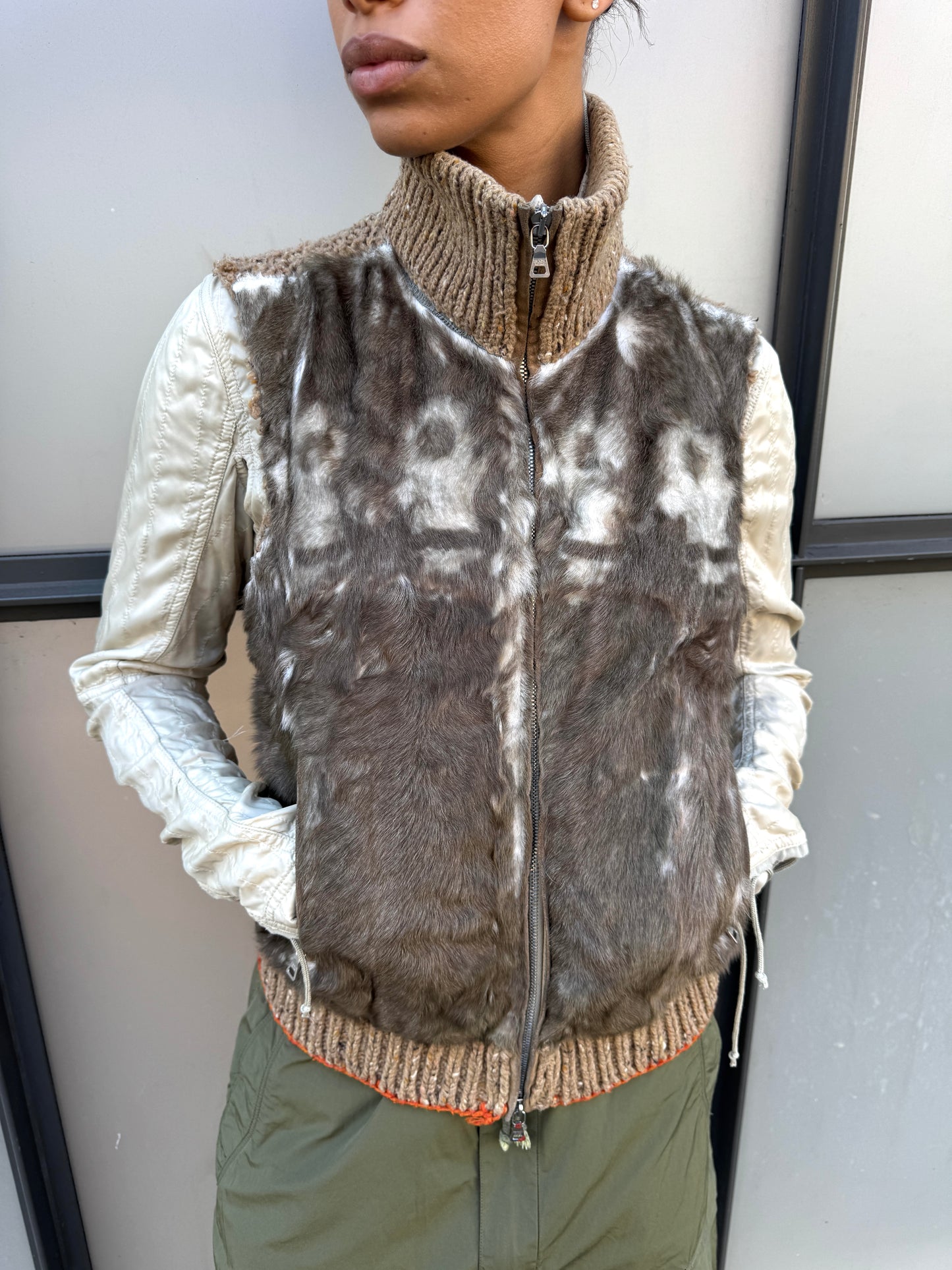 AW03' Prada Sport Dyed Kid Fur Knitted Vest