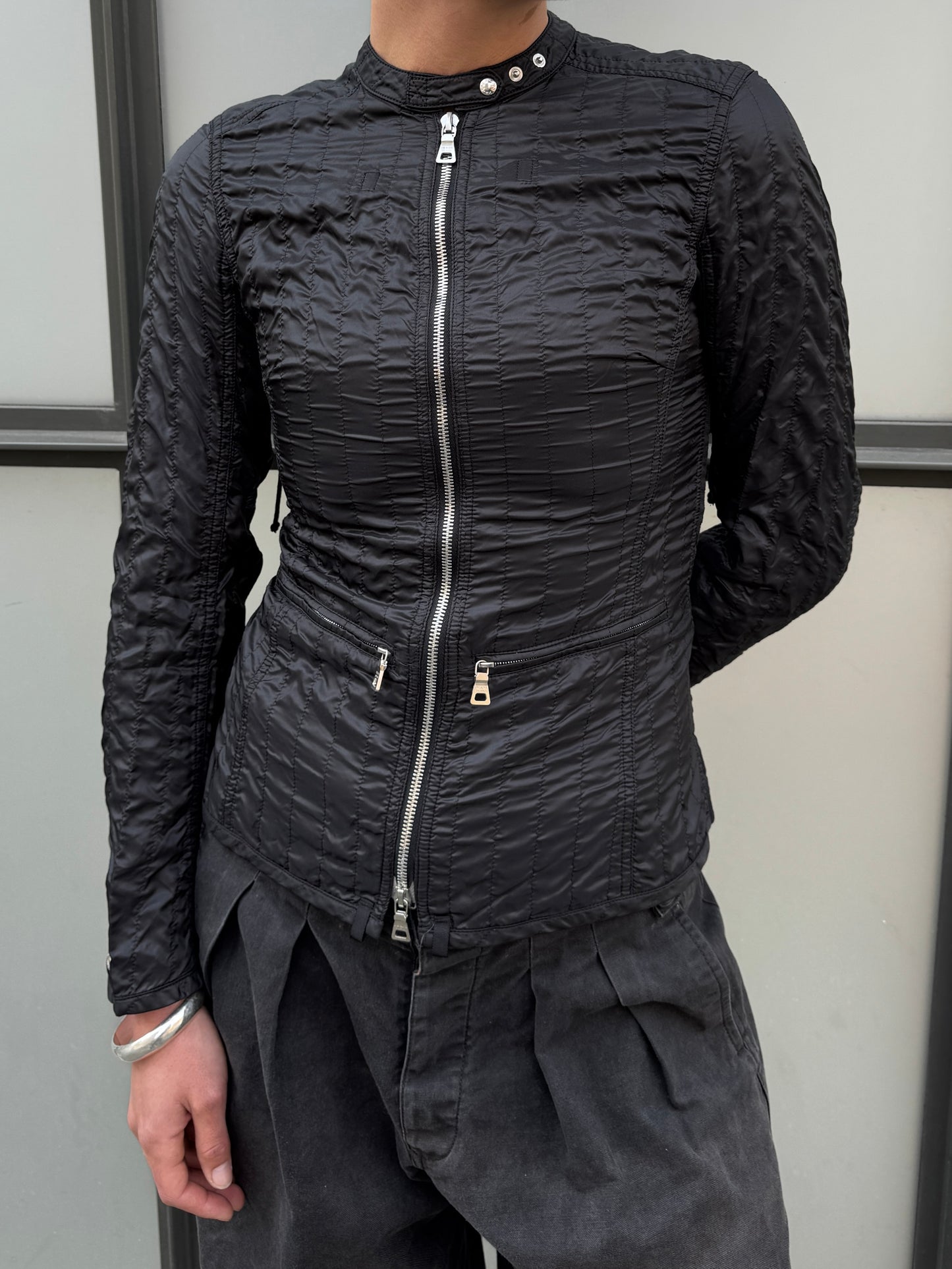 SS00’ Prada Sport Jet Black Lace Womens Jacket