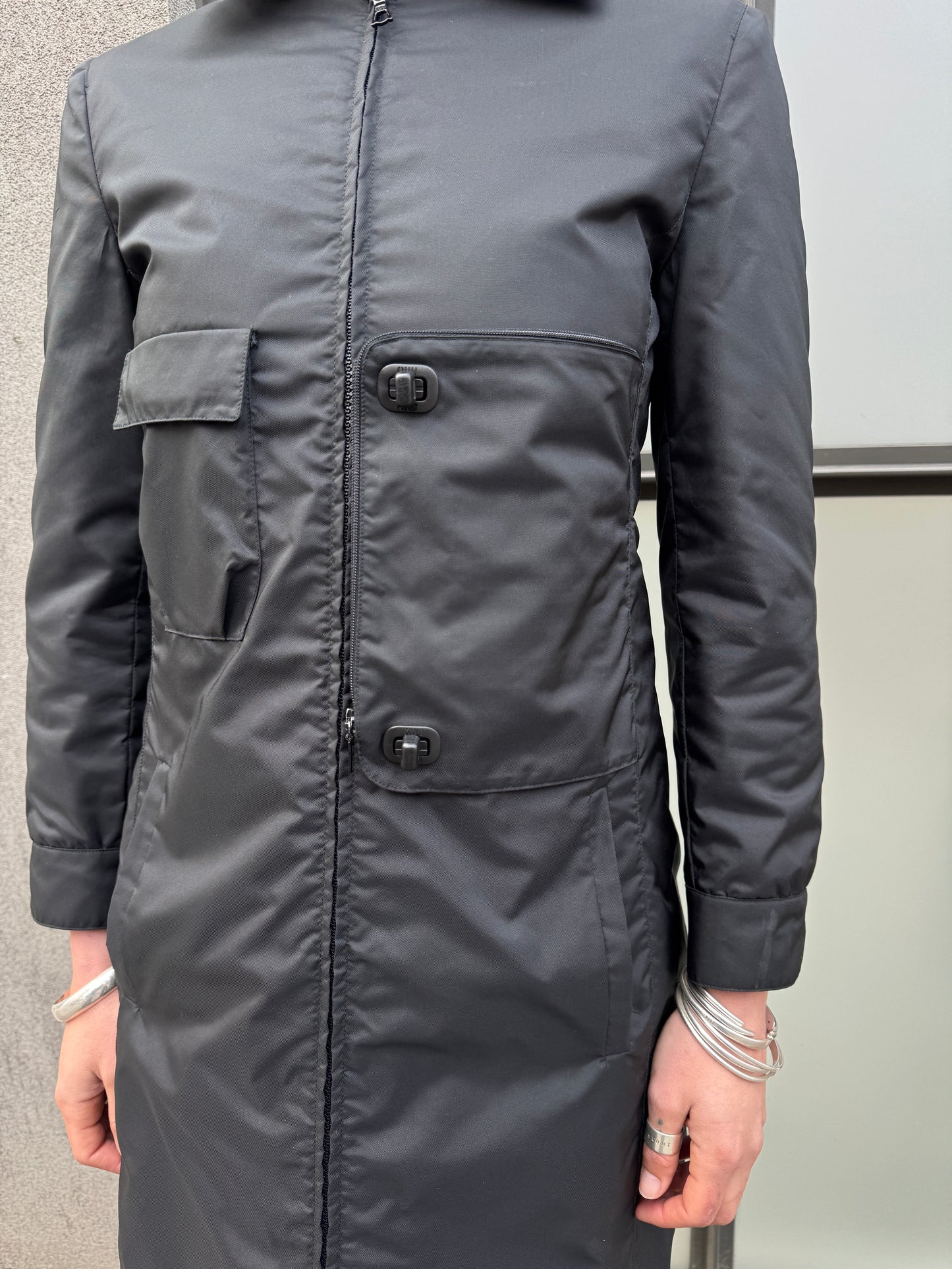 AW99’ Miu Miu Stash Pocket Technical Nylon Trench Coat