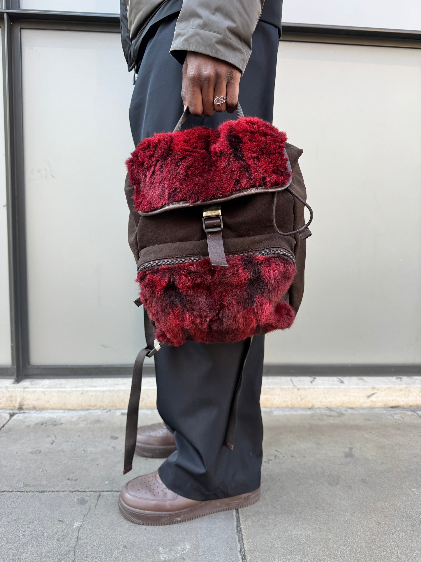SS00’ Prada Sport Red Dyed Goat Fur Back Pack