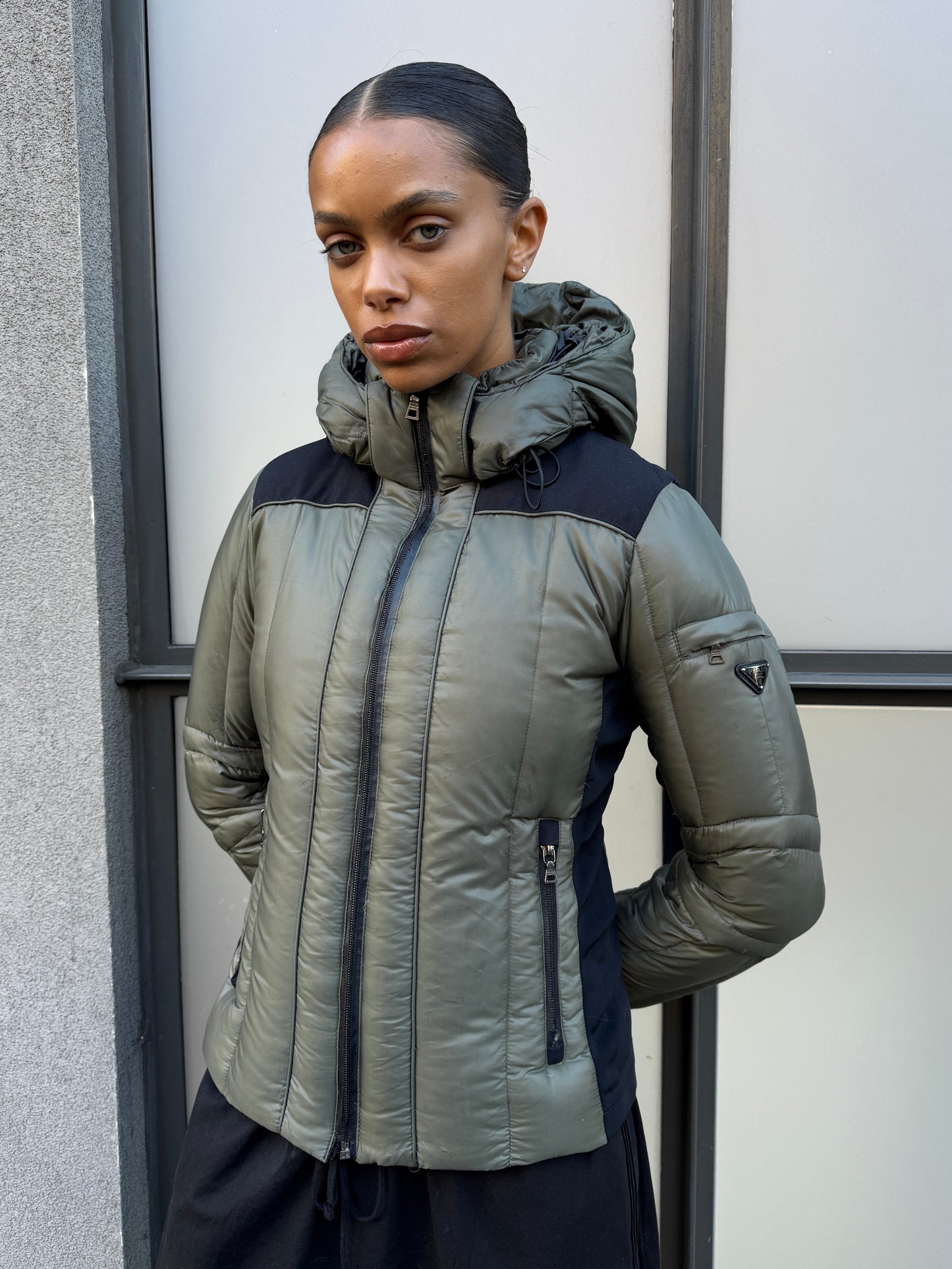 2012 Prada Milano Khaki Nylon/Neoprene Padded Jacket