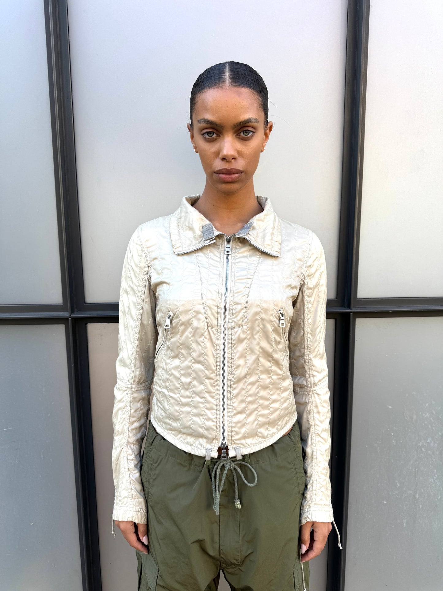SS03’ Prada Sport Beige High Neck Lace Jacket