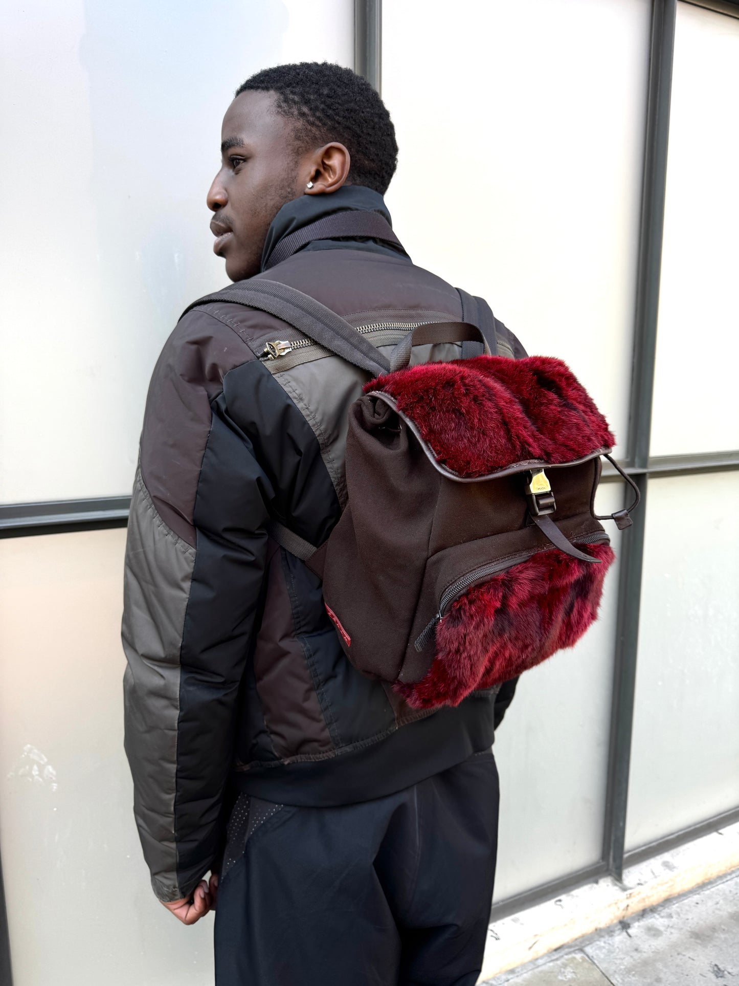 SS00’ Prada Sport Red Dyed Goat Fur Back Pack