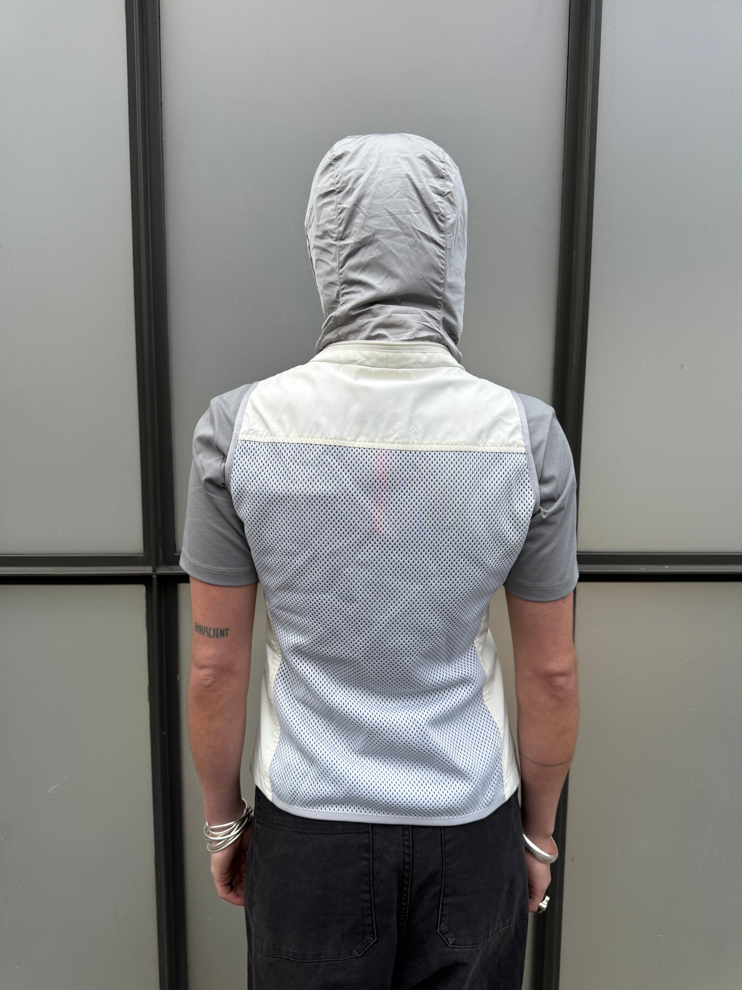 SS00’ Prada Sport Ventilated Packable Hood White Vest