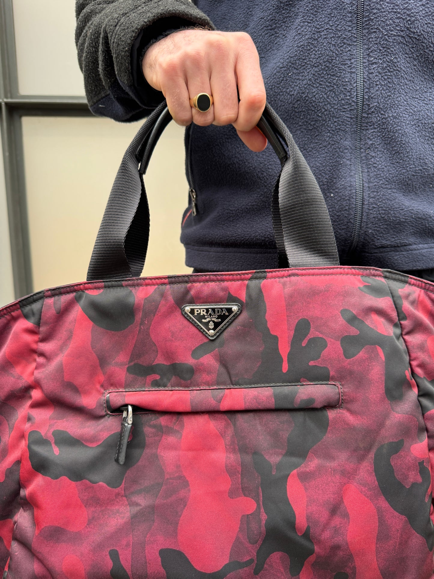 Prada Milano Nylon Red Camo Bag