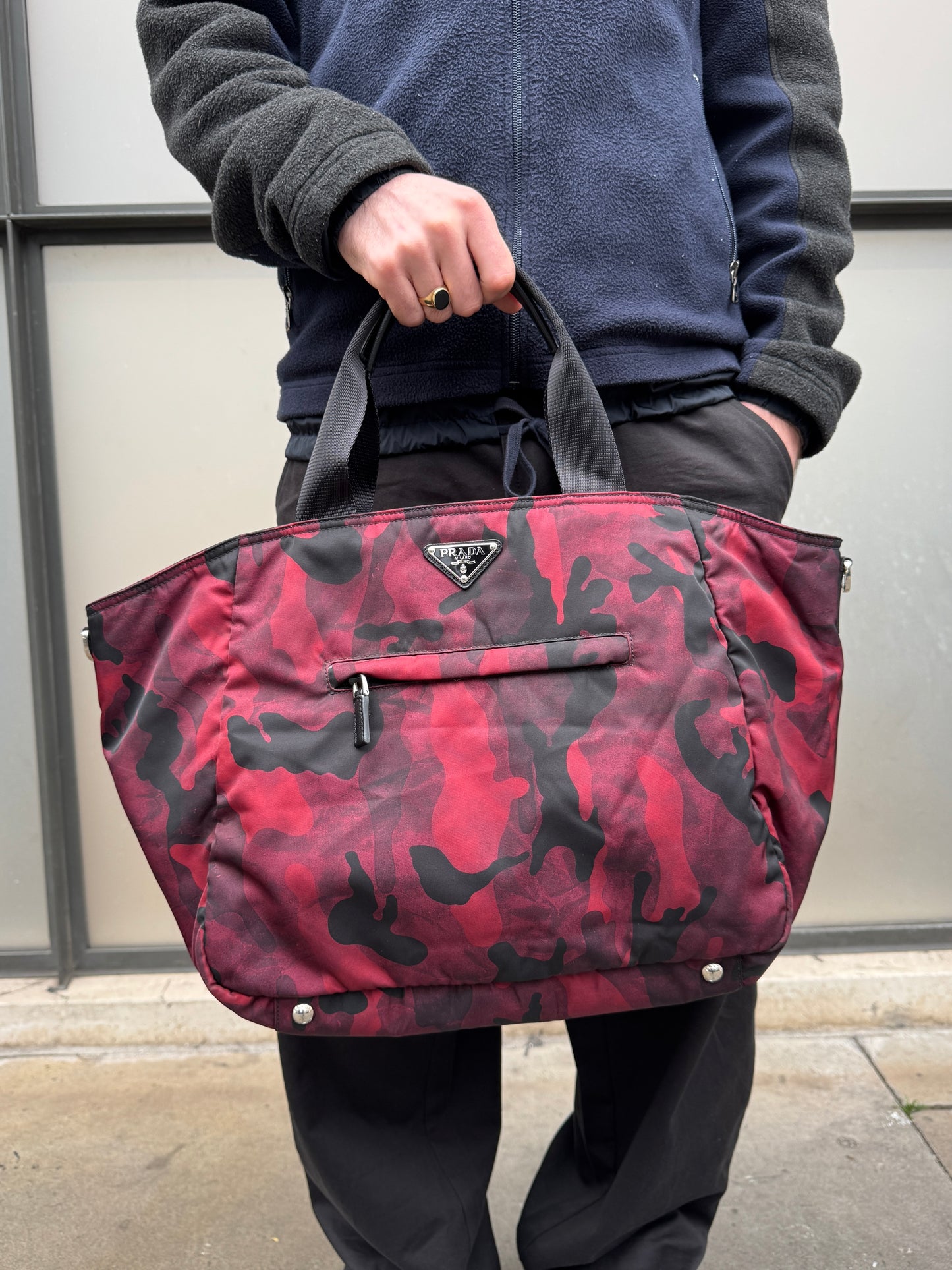Prada Milano Nylon Red Camo Bag