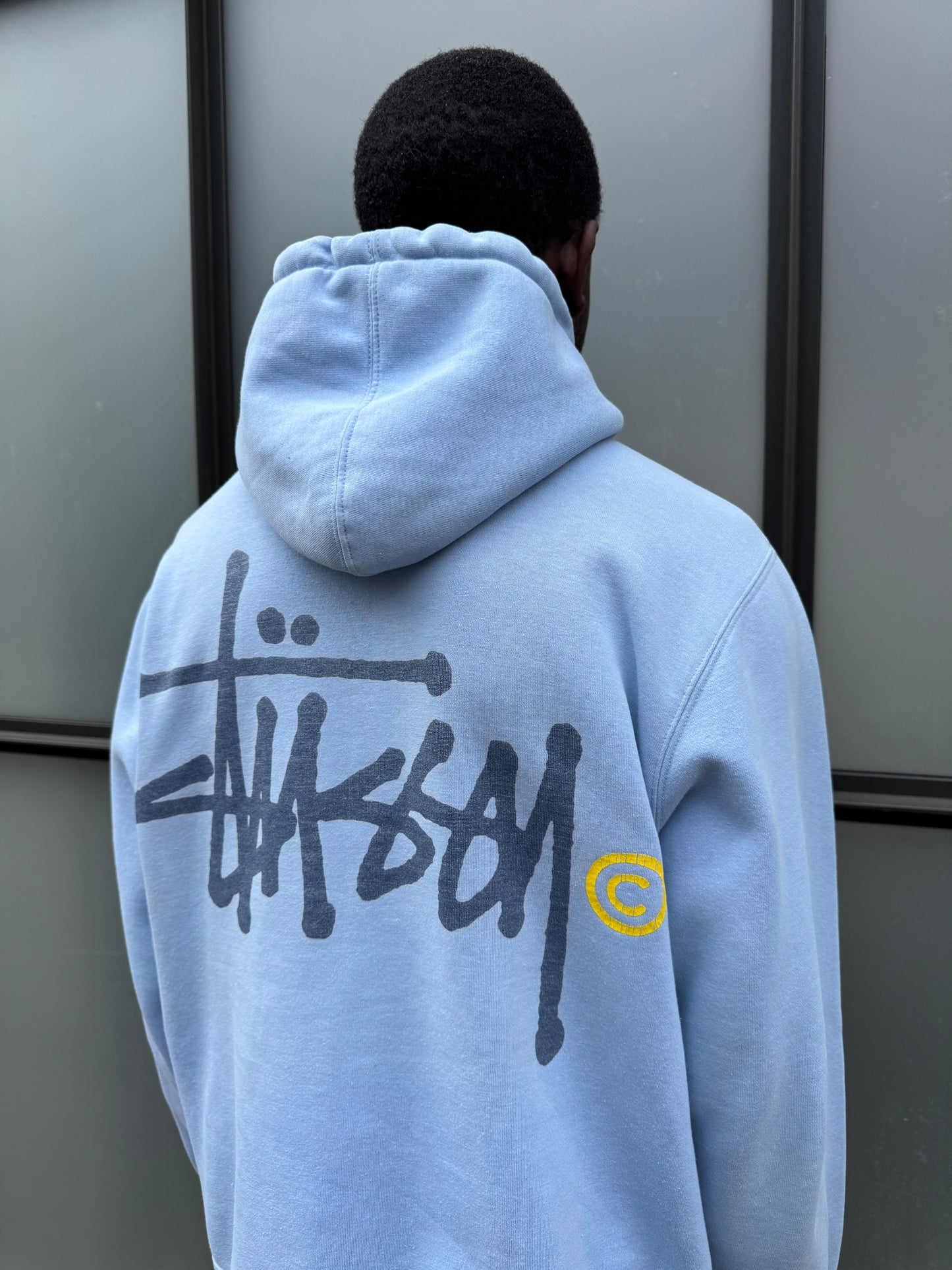 Early 2000's Stüssy Spellout Baby Blue Hoodie