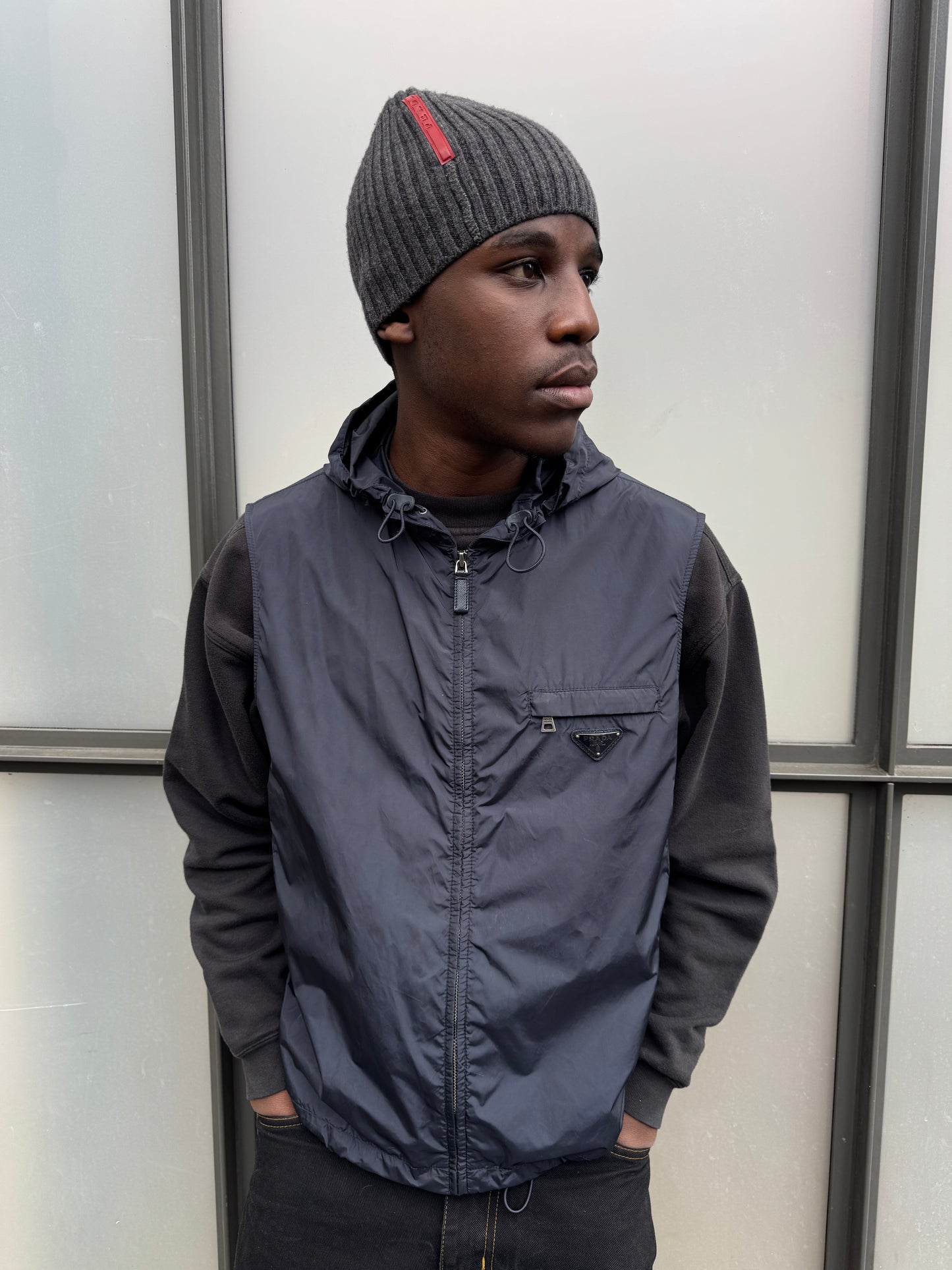 Prada Milano Midnight Navy Hooded Nylon Vest