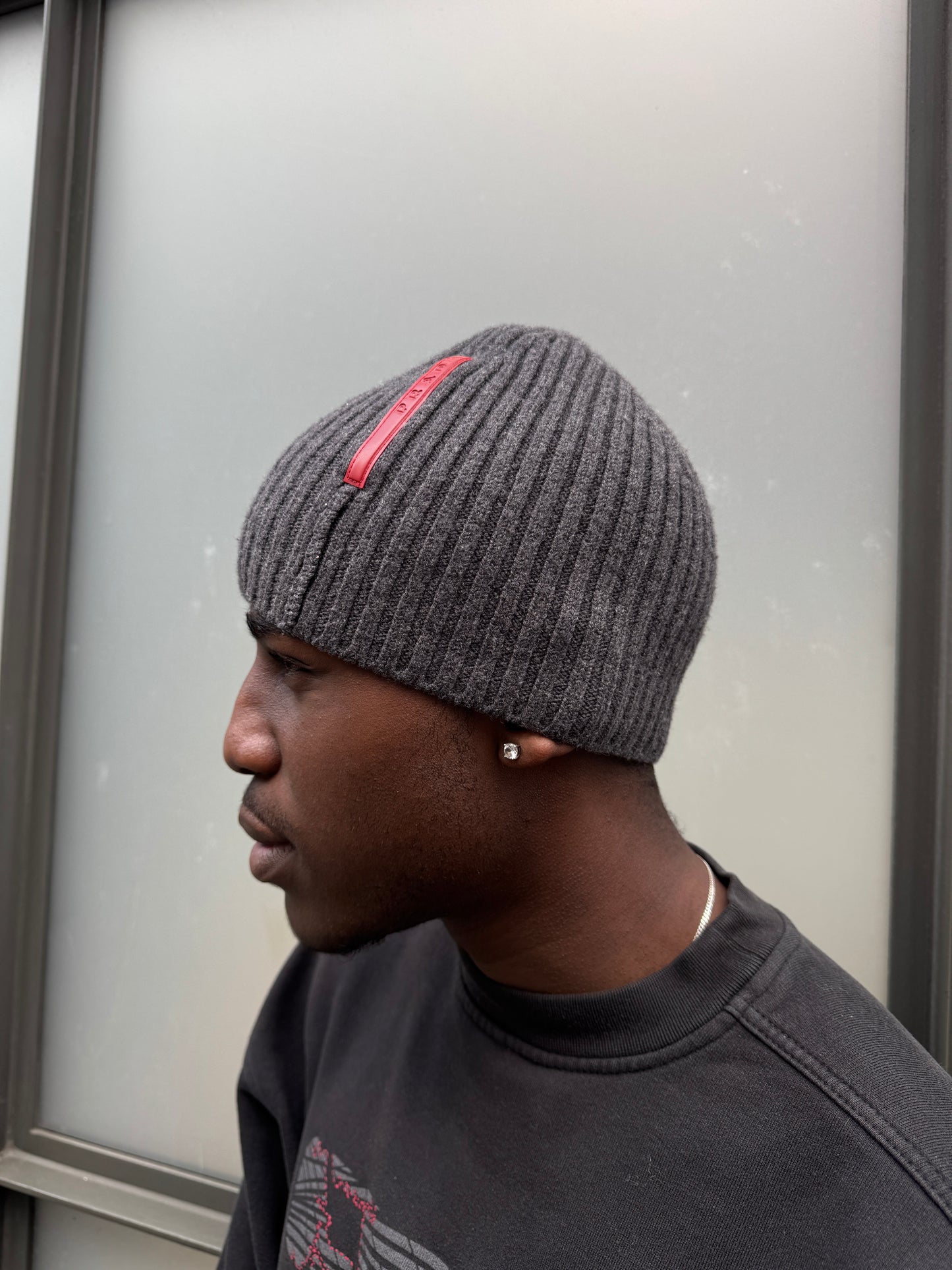 Prada Sport Dark Grey Knitted Beanie