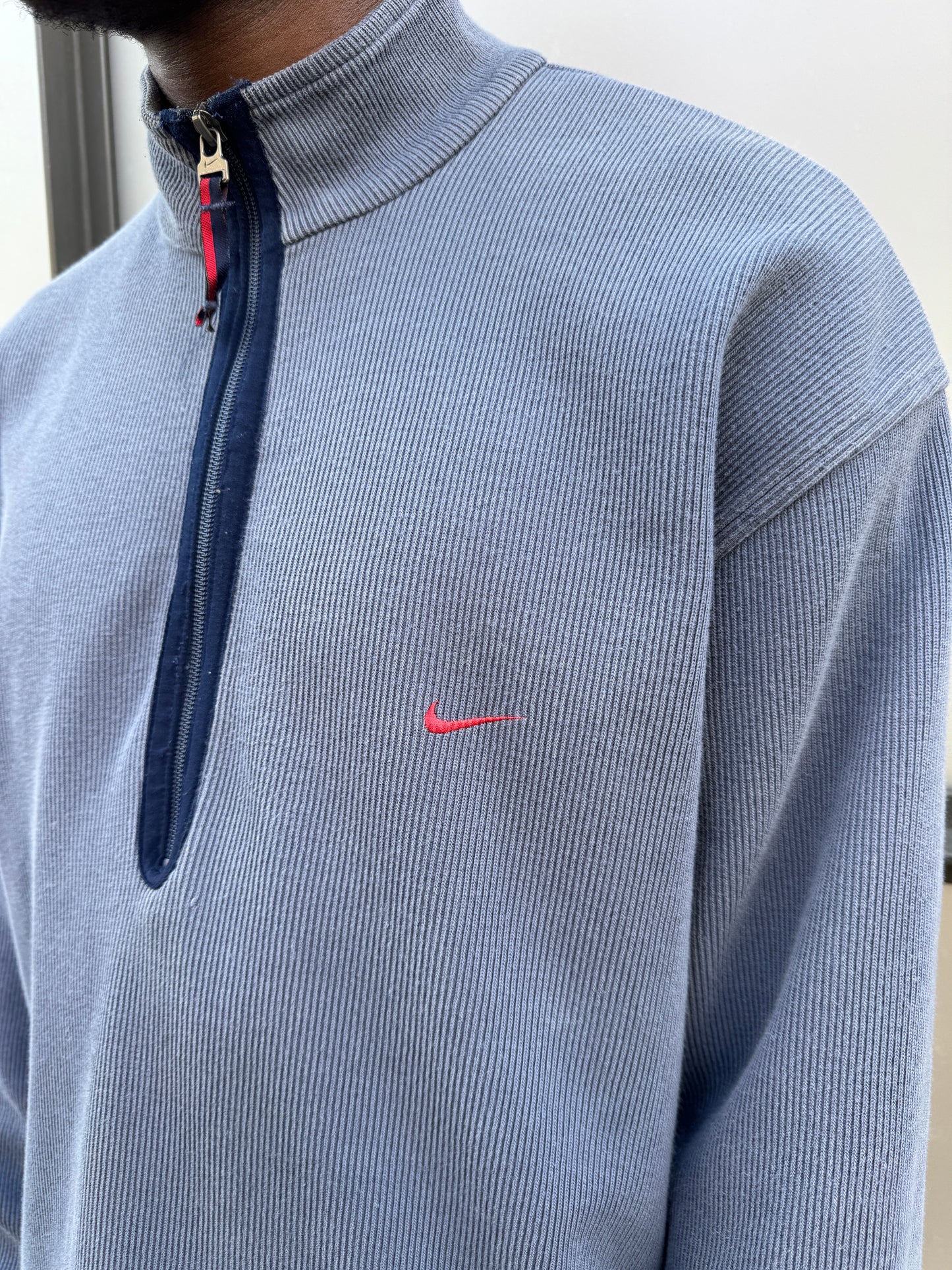 Early 2000’s Nike Ribbed Cotton 1/4 Zip Sweater