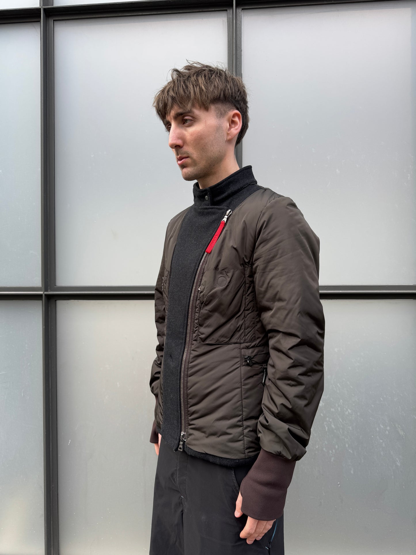 Early 2000’s Prada Deep Brown Asymmetrical Zip ‘Inside Out’ Jacket