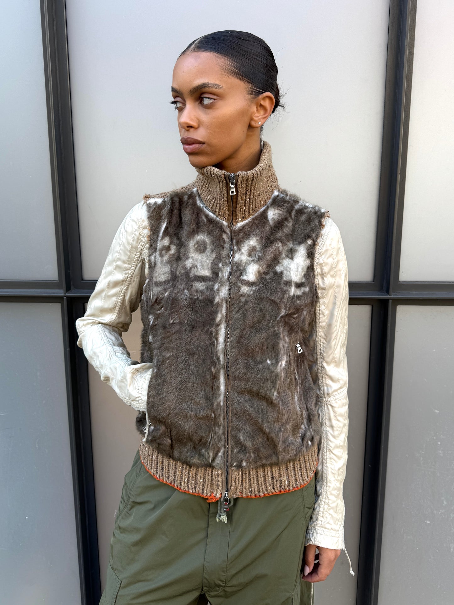 AW03' Prada Sport Dyed Kid Fur Knitted Vest
