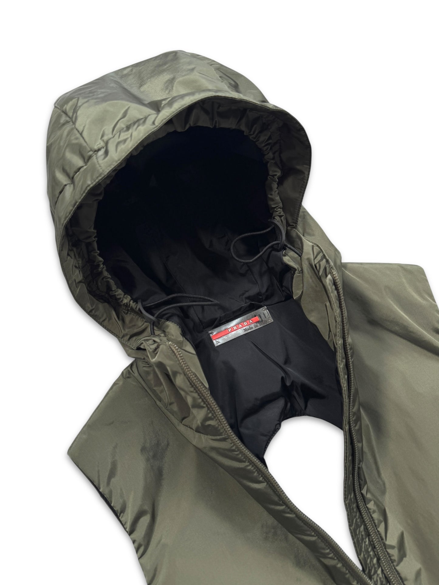 AW99’ Prada Sport Khaki Hooded Pullover Dress