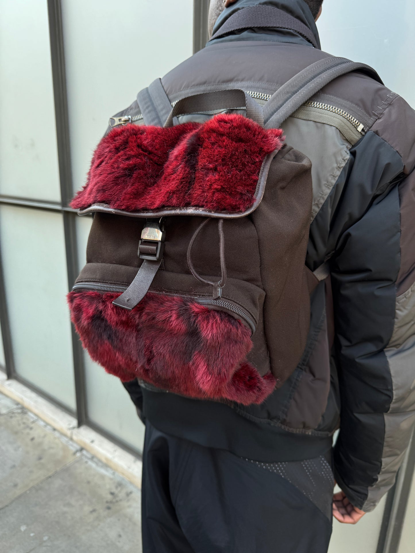SS00’ Prada Sport Red Dyed Goat Fur Back Pack