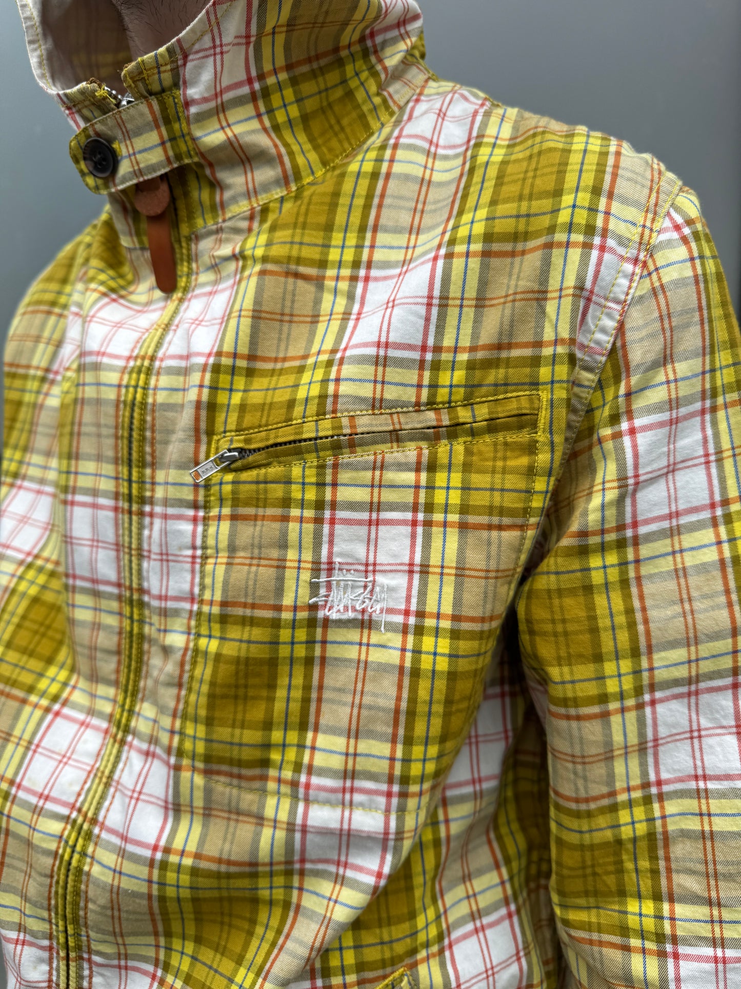 1990’s Stüssy Bright Yellow Plaid Hooded Jacket