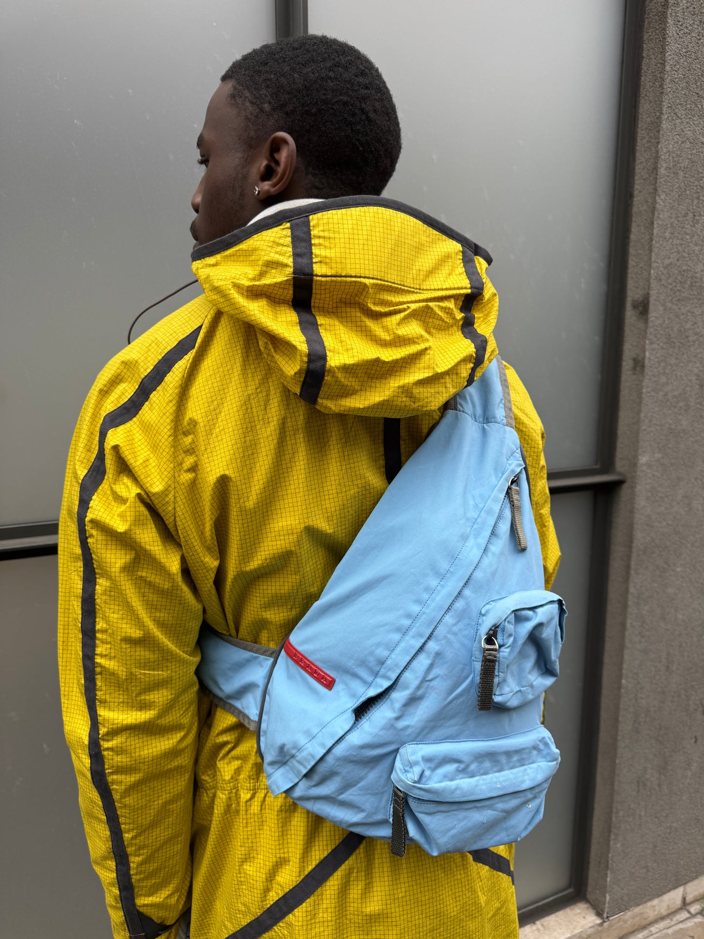 Early 2000's Prada Sport Baby Blue Multi Pocket Cross Body Bag