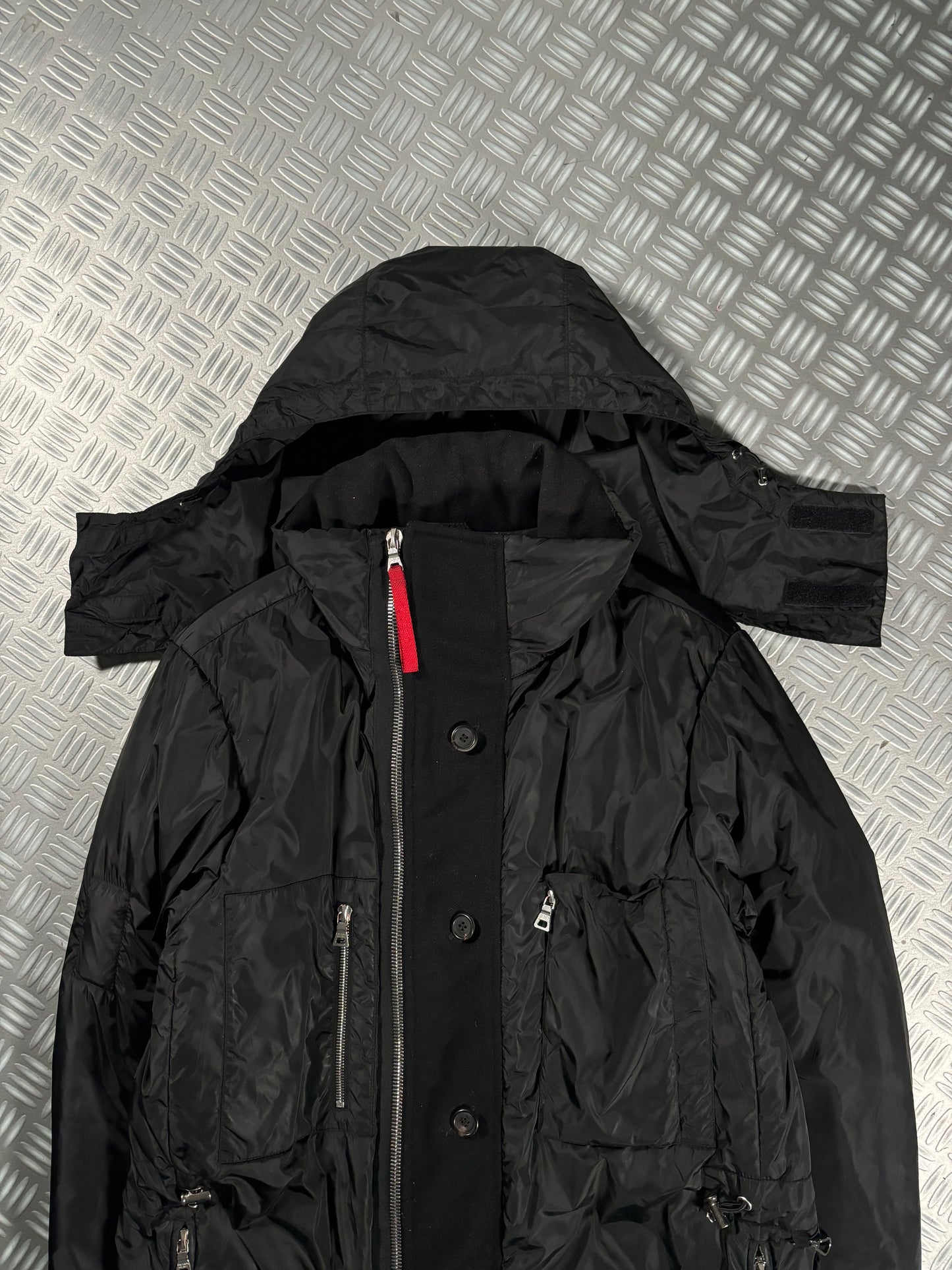 Early 2000’s Prada Sport Jet Black Padded ‘Inside Out’ Technical Jacket