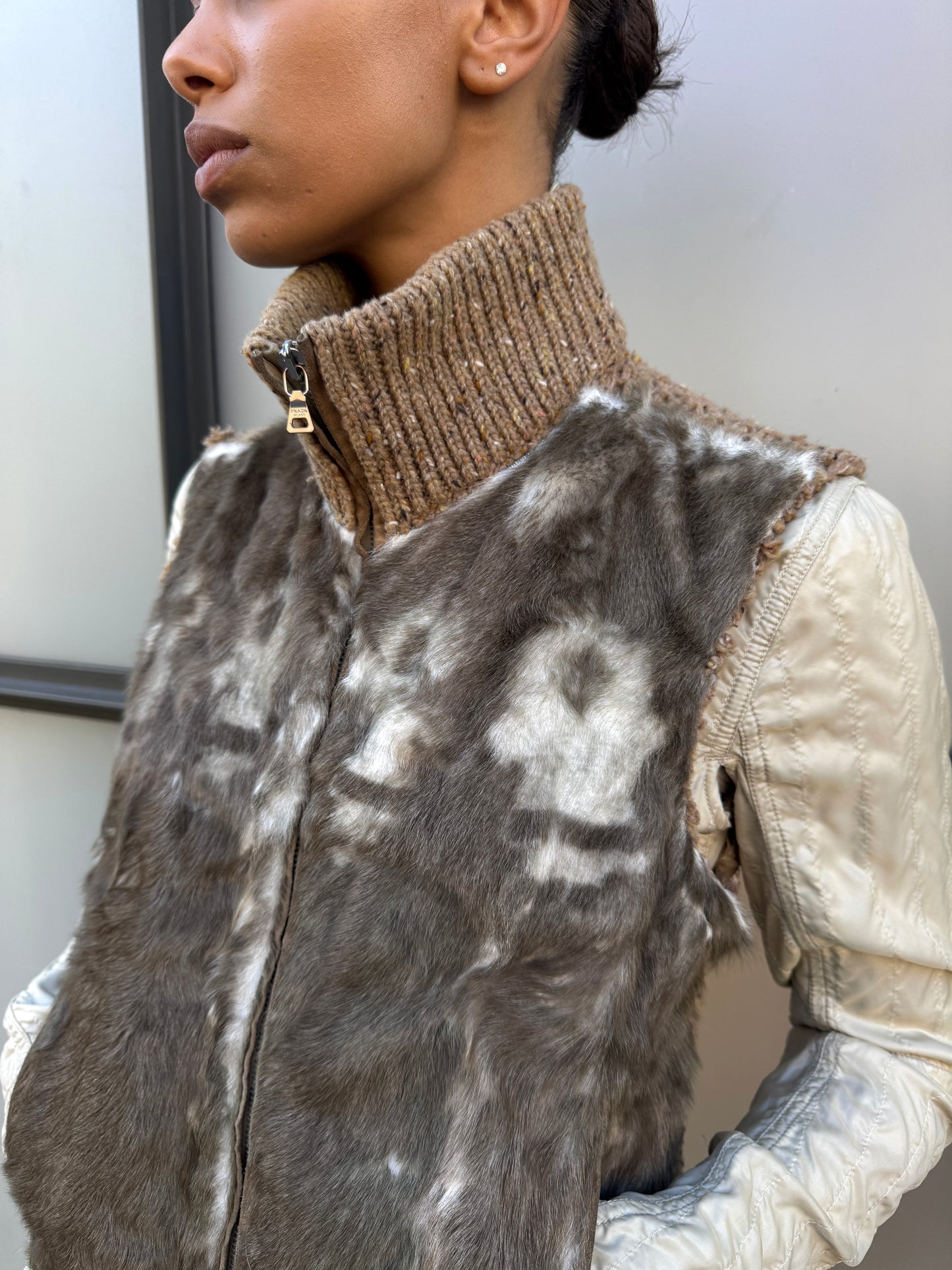 AW03' Prada Sport Dyed Kid Fur Knitted Vest